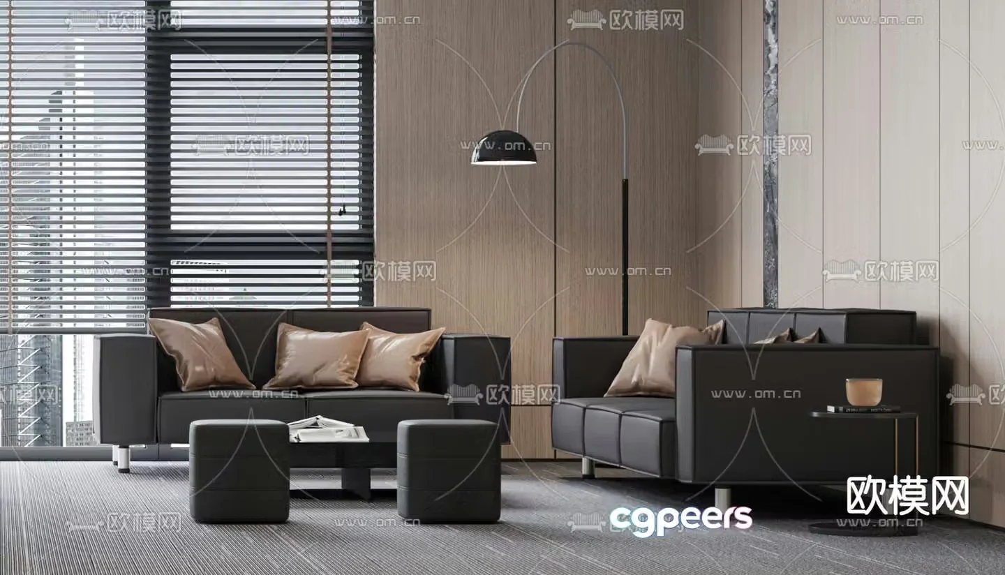 Modern office sofa leather sofa 3d model