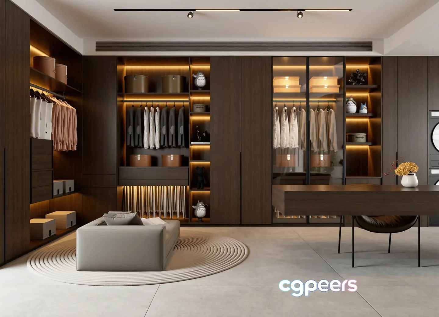 Modern Dark Wood Closet 3D Model – 22336 – VRAY Render