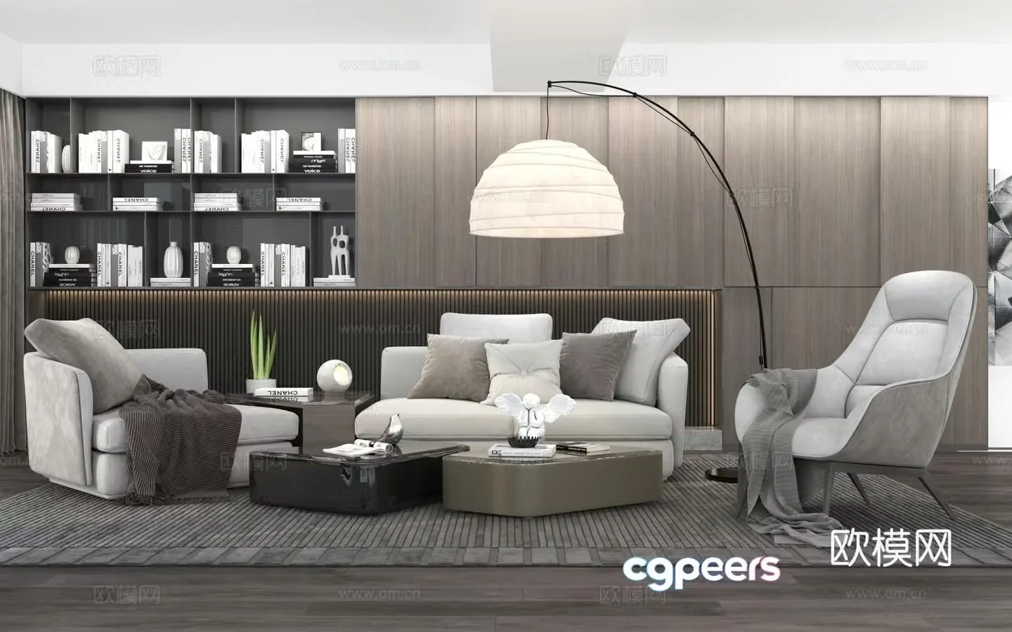 Neoclassical modern living room sofa combination 3D model