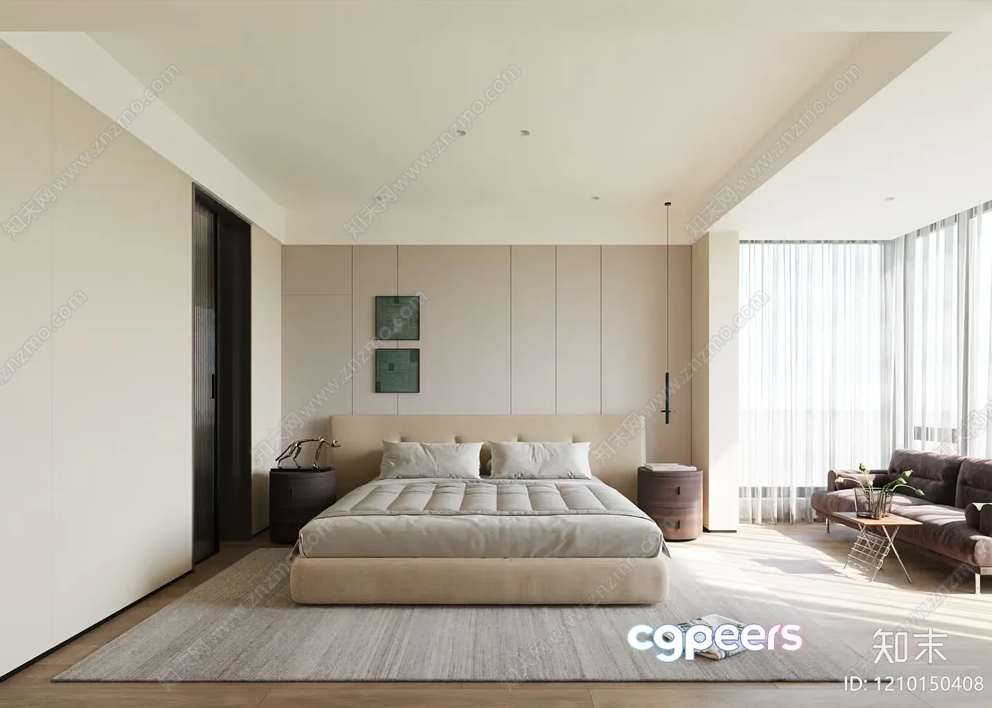 Cozy Minimalist Bedroom 3D Model – 16696 – VRAY Render
