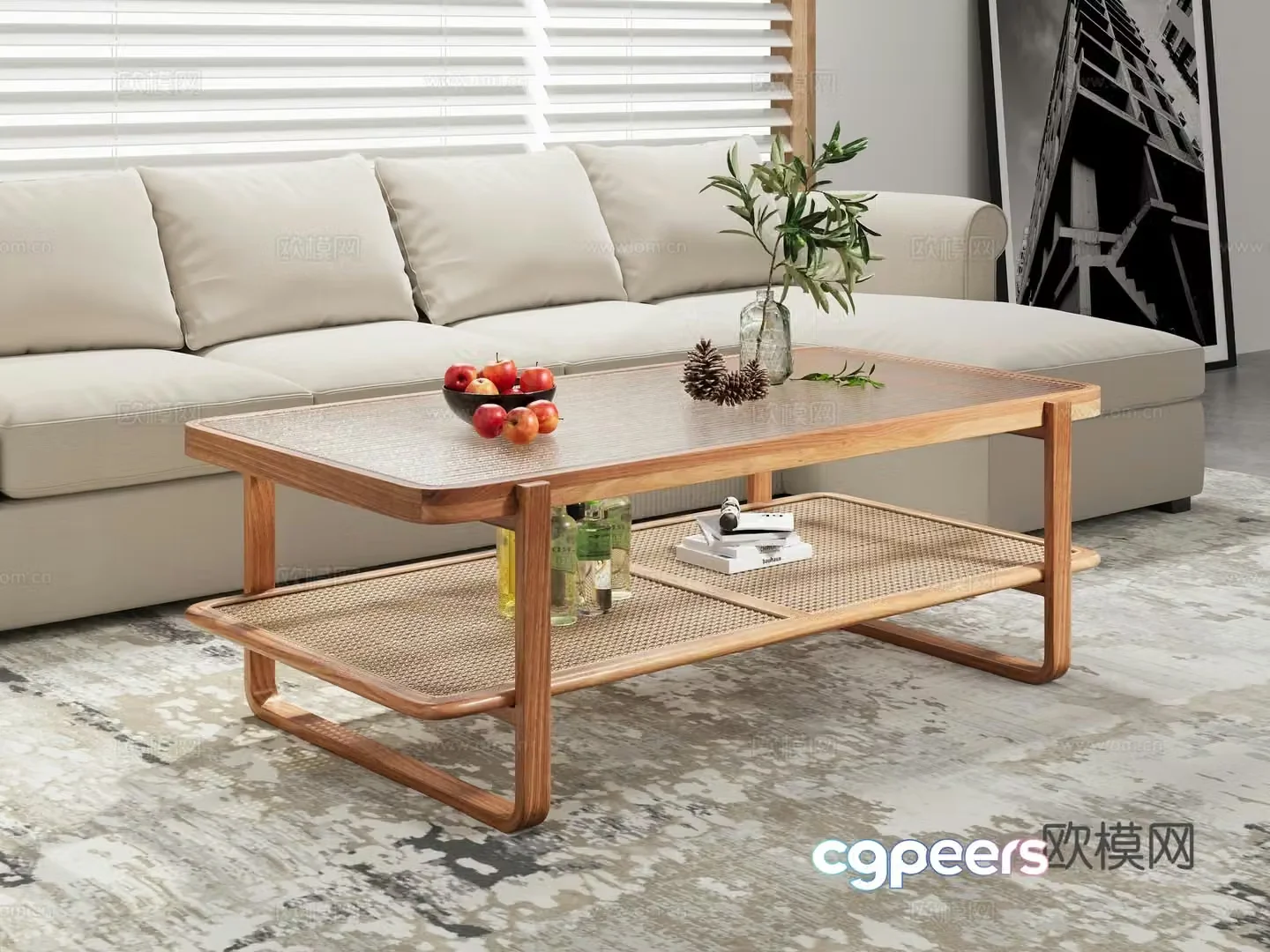 Nordic coffee table glass coffee table 3d model