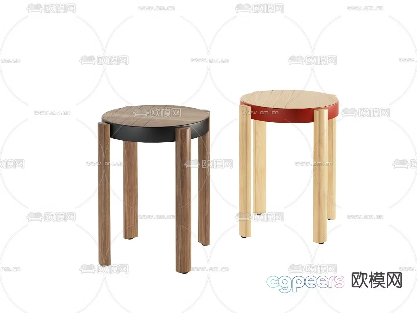 Modern seat stool round stool 3d model