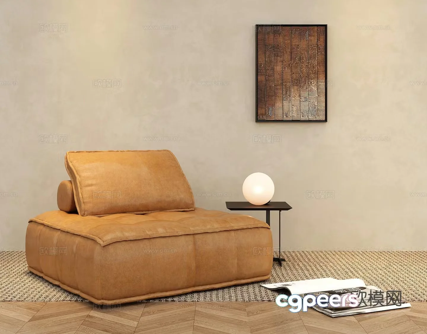 Modern lazy sofa leisure chair module tofu block single sofa 3d model