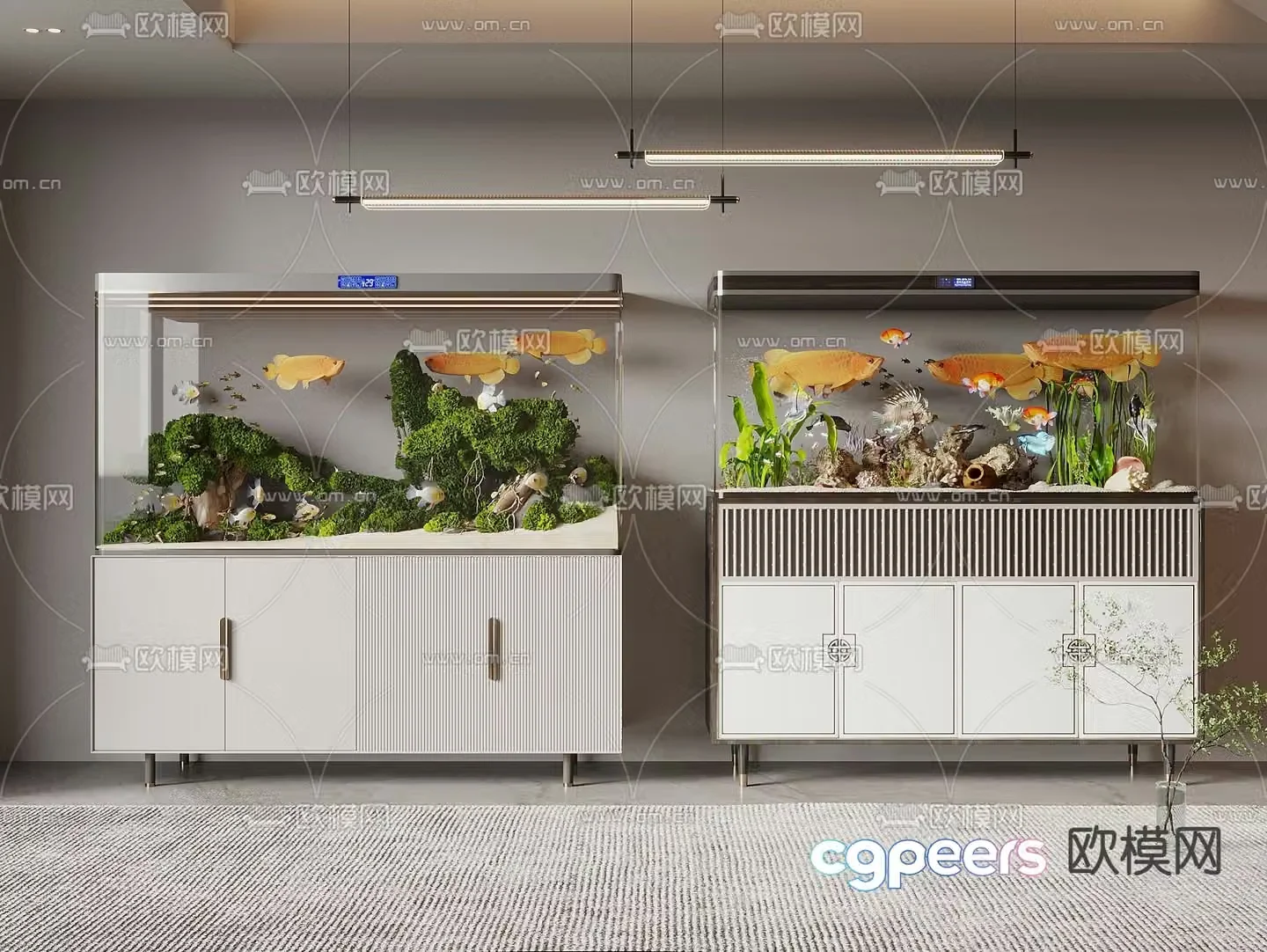 New Chinese fish tank aquarium 3D model