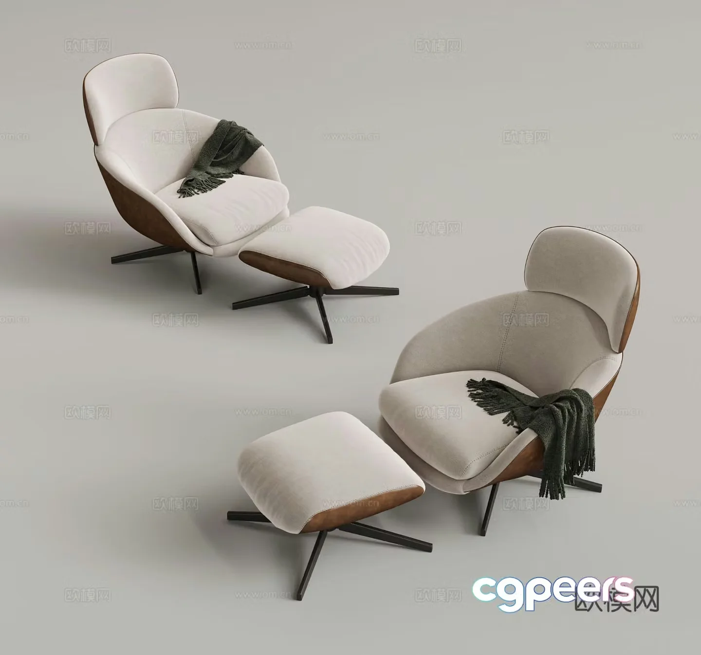 Lounge chair footrest 3d model