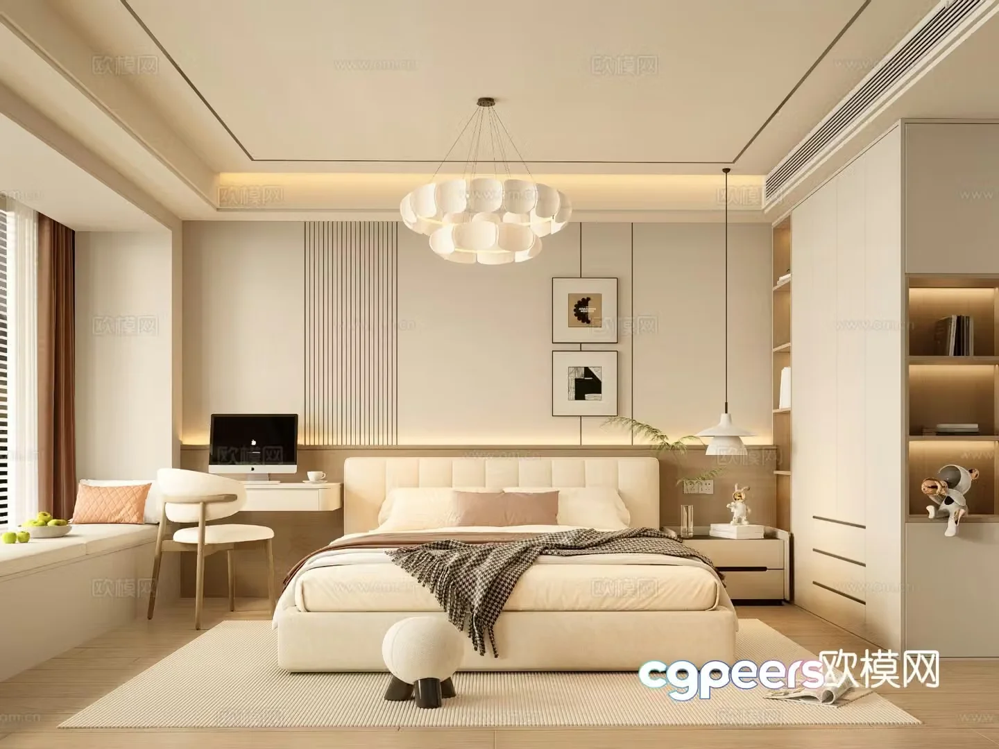 Cream style bedroom master bedroom 3d model