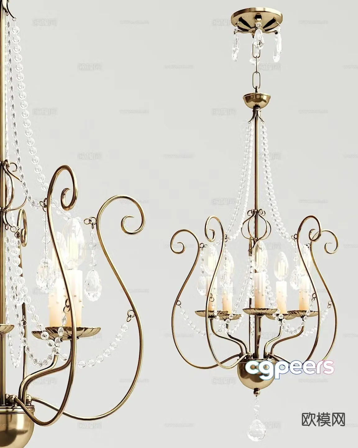 European style candlestick chandelier 3d model