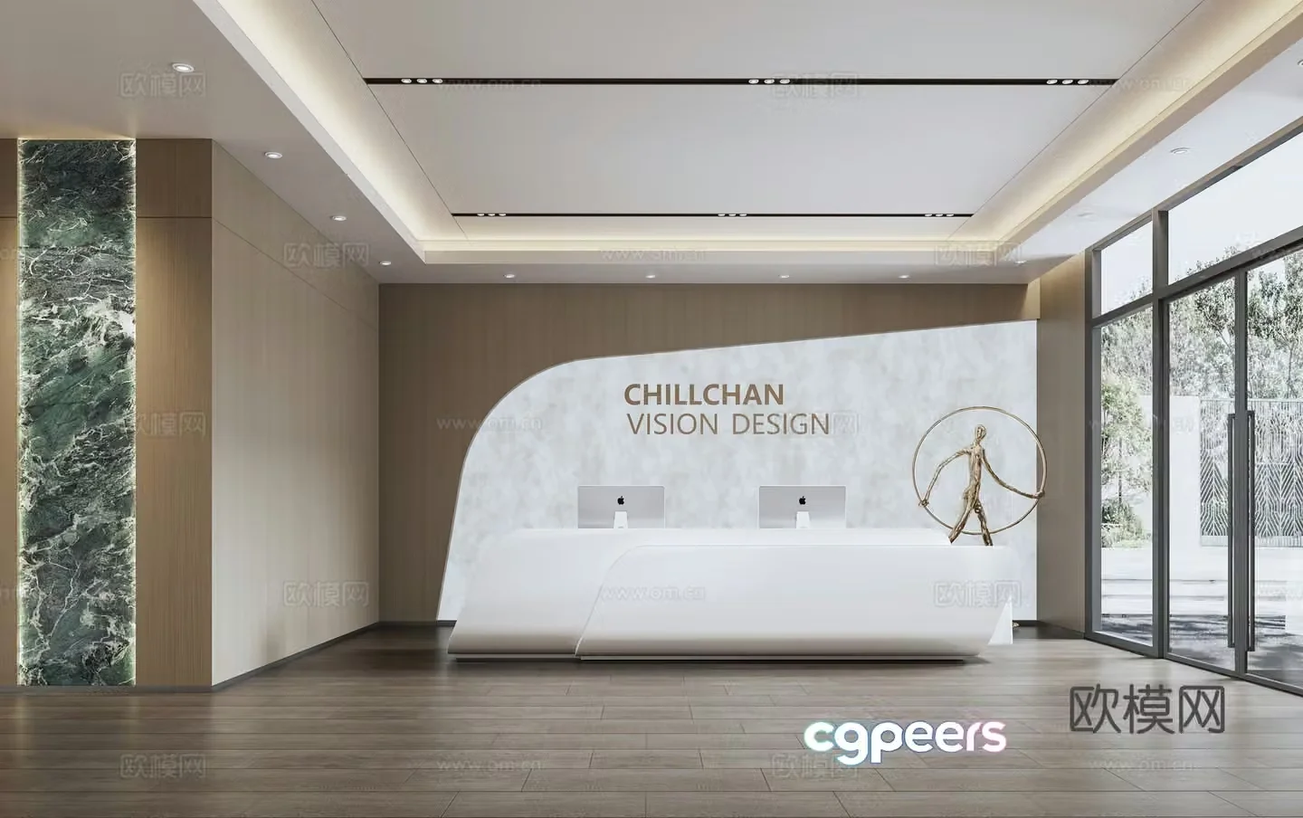 Modern company front desk 3D model