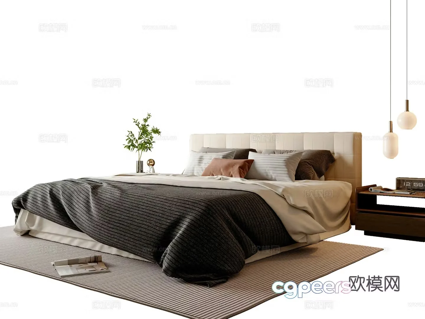 Modern double bed 3d model