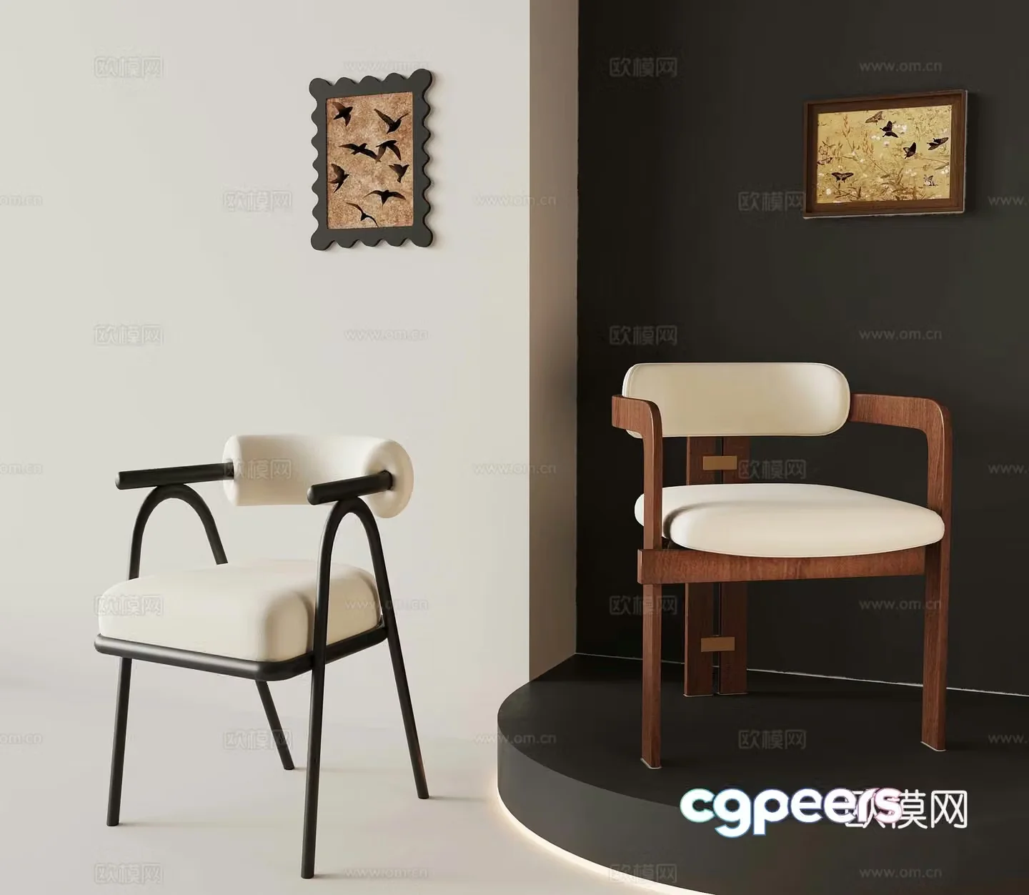 French medieval dining chair casual chair 3d model