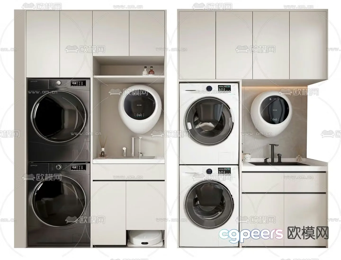 Modern laundry cabinet balcony cabinet 3d model