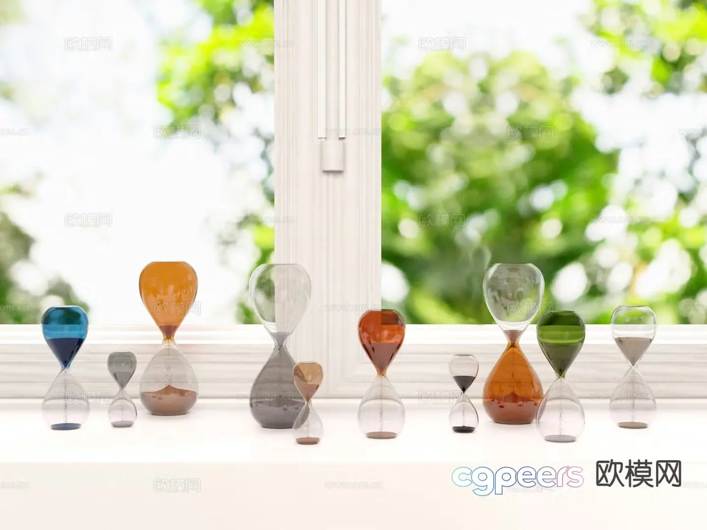 Modern glass hourglass 3d model