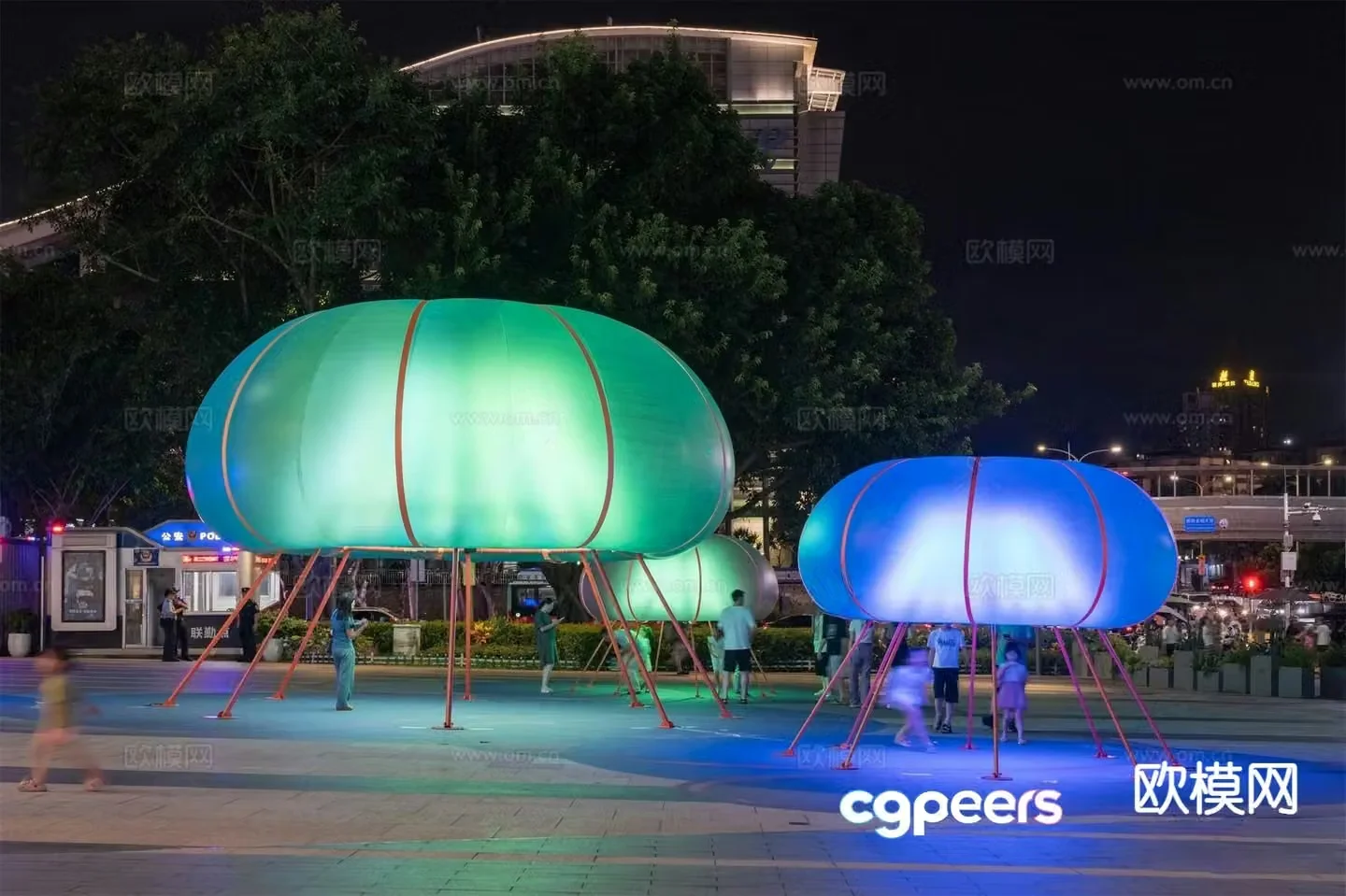 Modern urban sculpture sketch jellyfish installation landscape sculpture 3D model