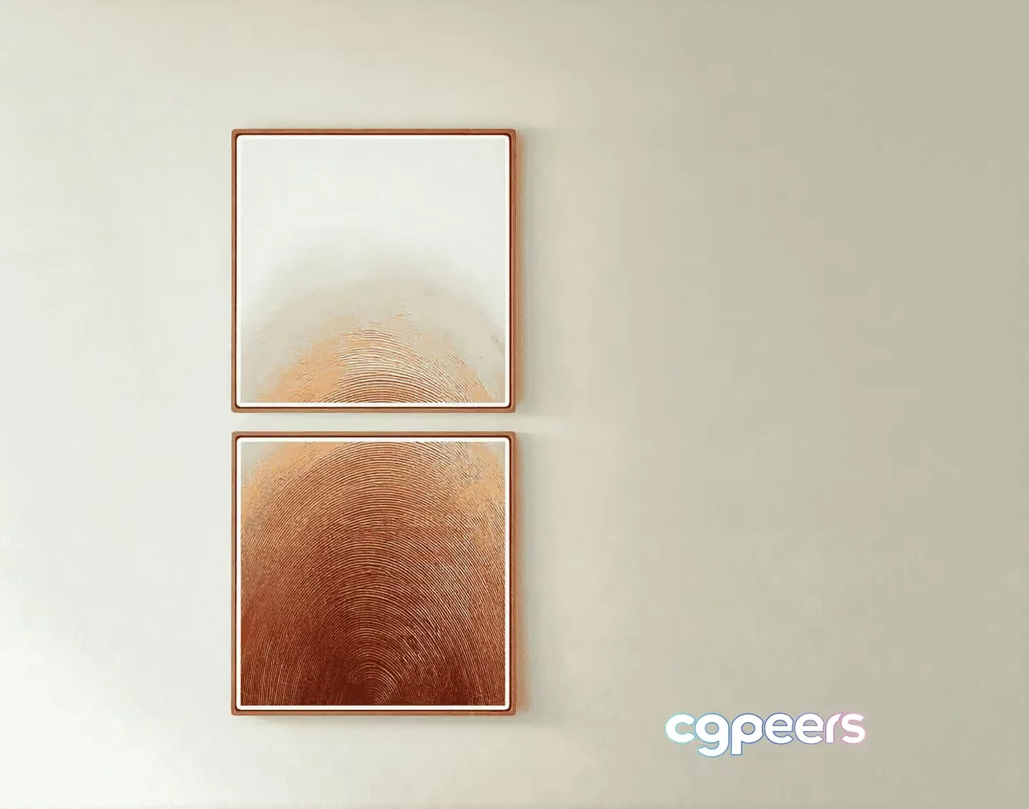 Two Square Paintings With A Brown Border 3D Model – 10162 – VRAY Render
