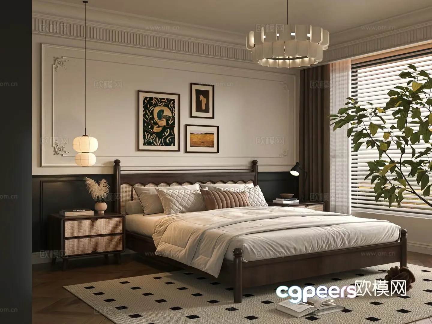 Middle style bedroom master bedroom 3D model