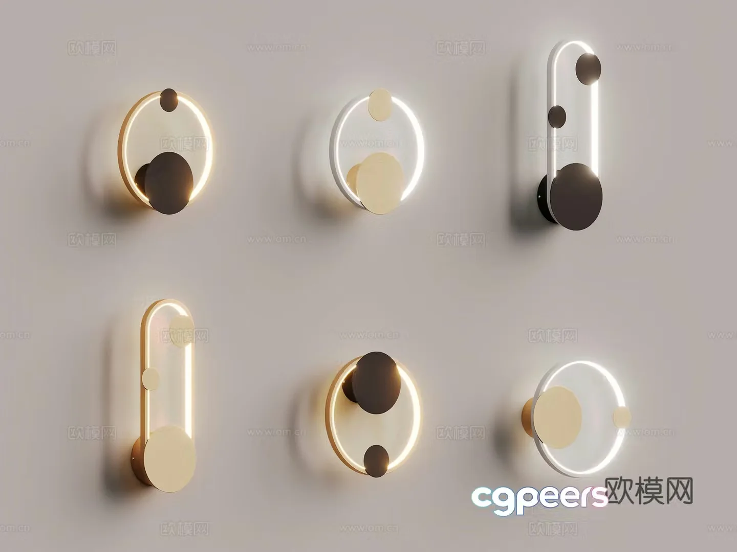 Modern simple light luxury metal wall lamp 3D model