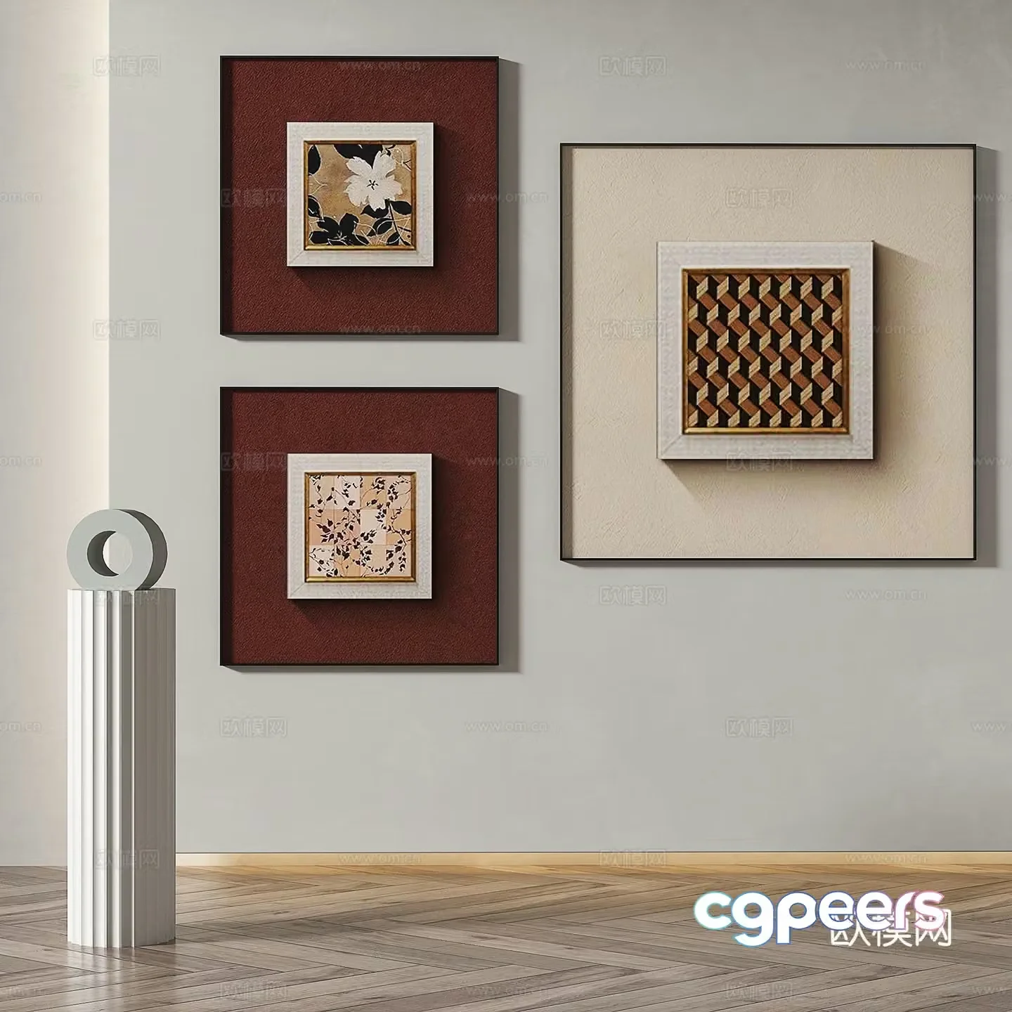 Modern minimalist abstract decorative painting 3d model