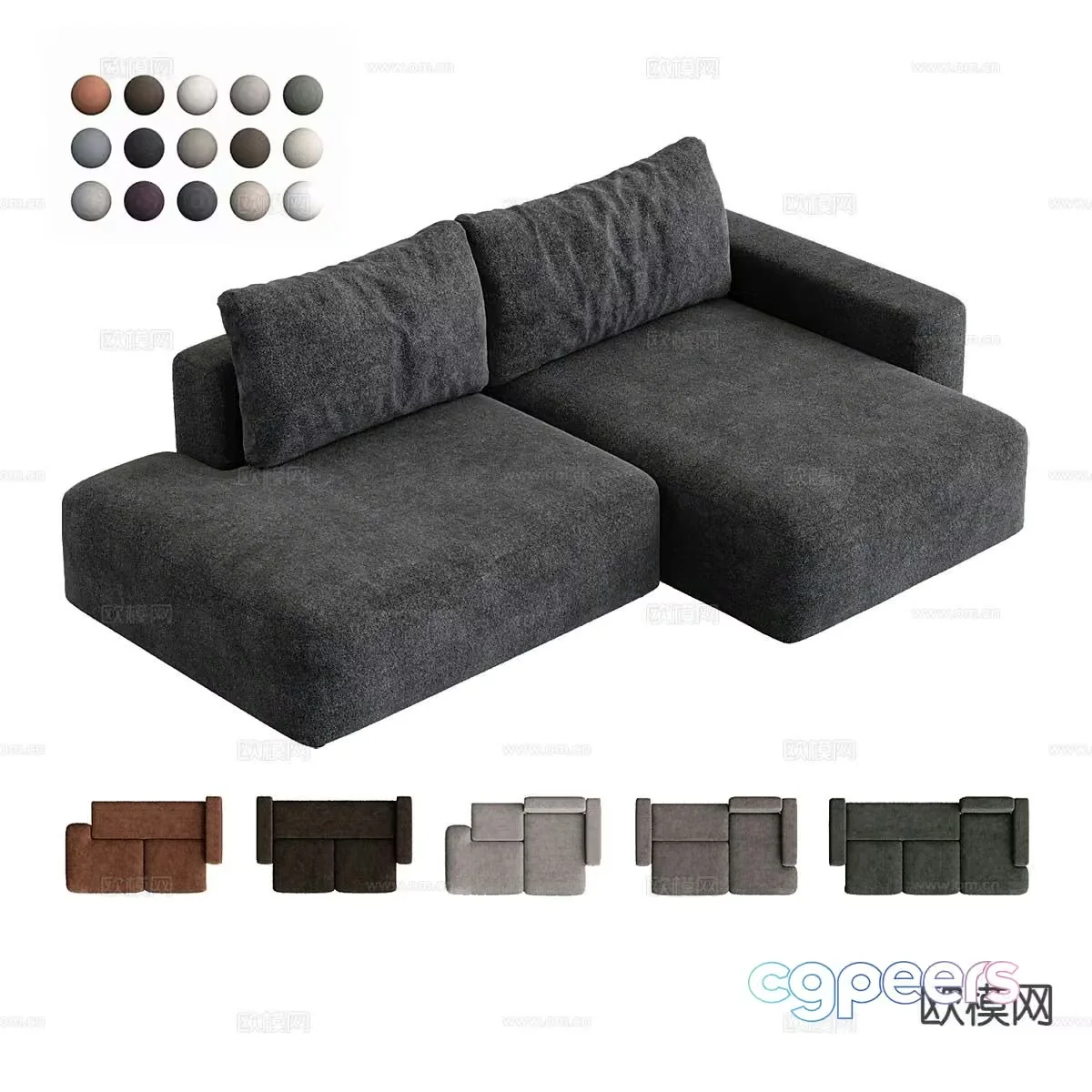 A Modern Gray Sofa 3D Model – 20722 – VRAY Render
