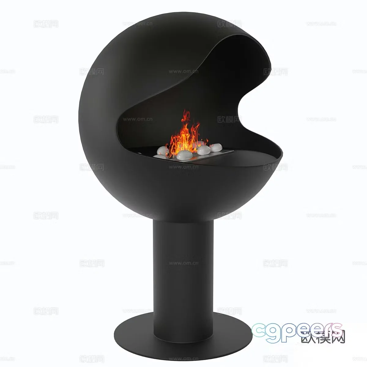 Modern Italian bio floor fireplace 3d model