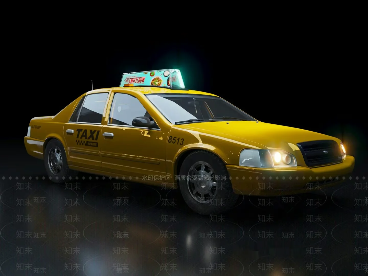 Yellow Taxi 3D Model – 1030 – VRAY Render