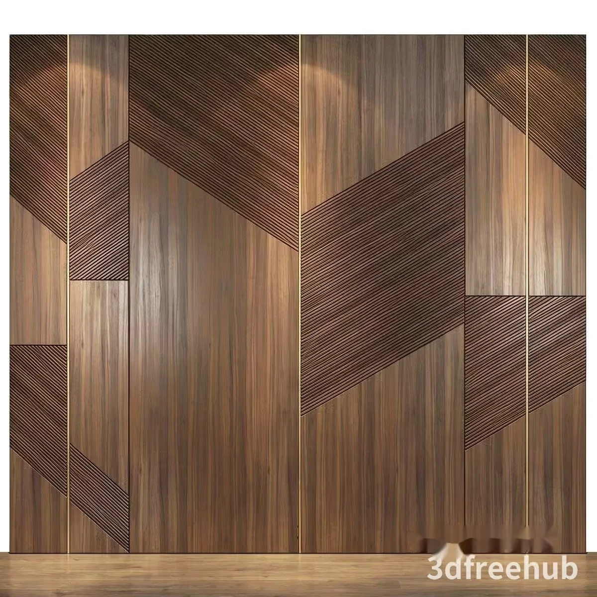 A Wooden Wall With A Geometric Pattern 3D Model – 21441 – VRAY Render