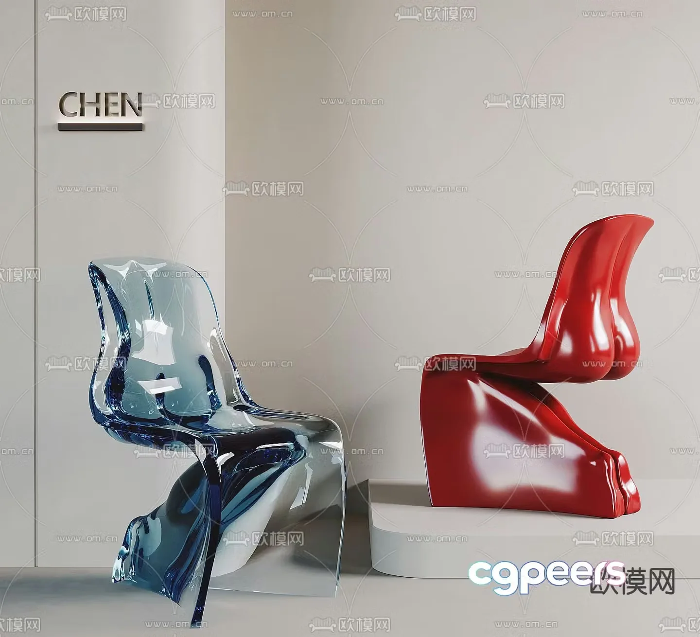 Transparent chair dining chair panton chair 3d model