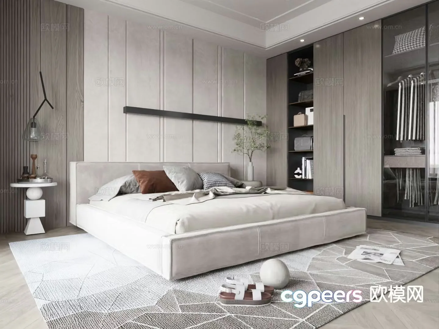 Modern double bed 3d model