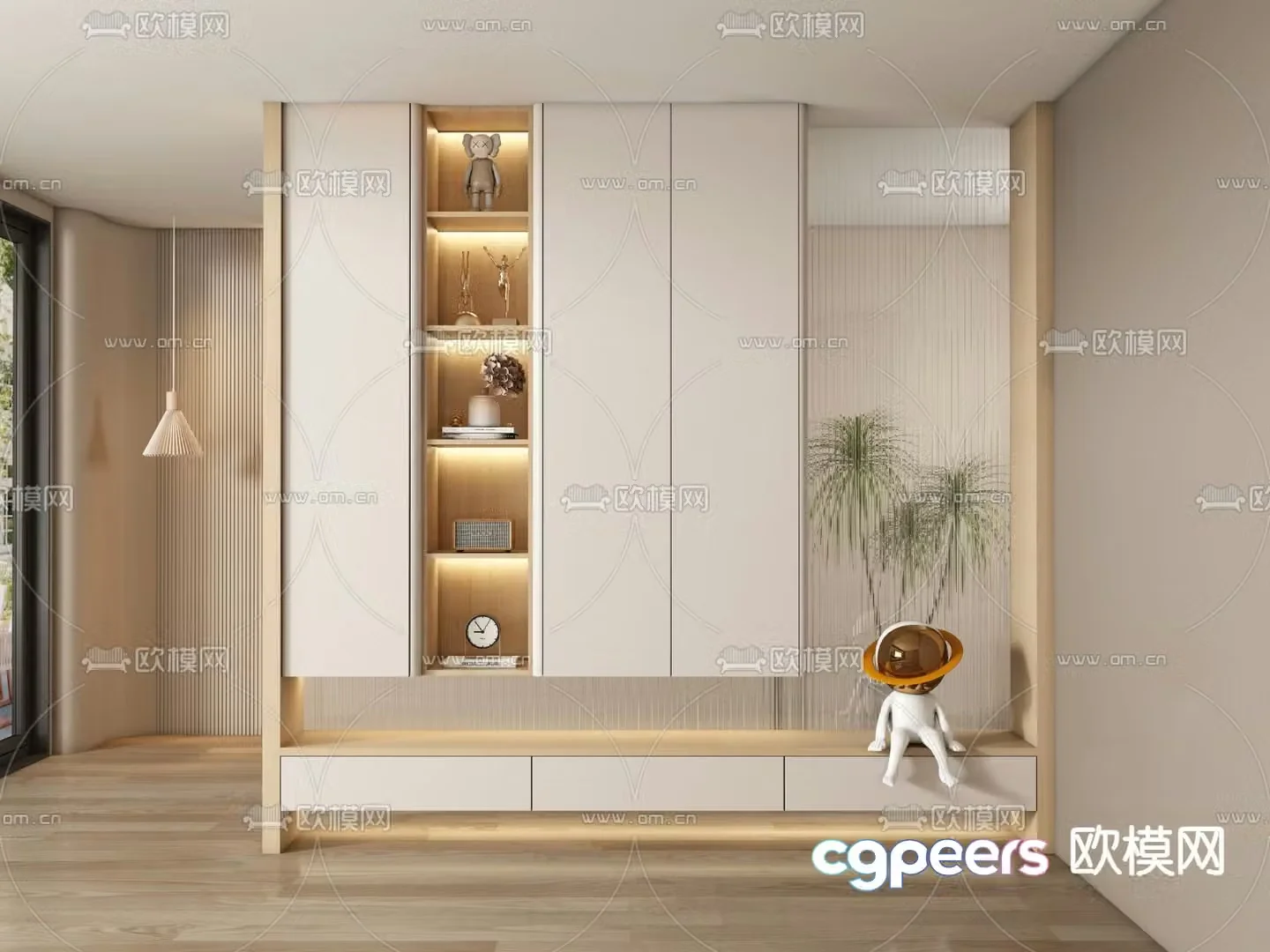 Porch shoe cabinet partition 3d model