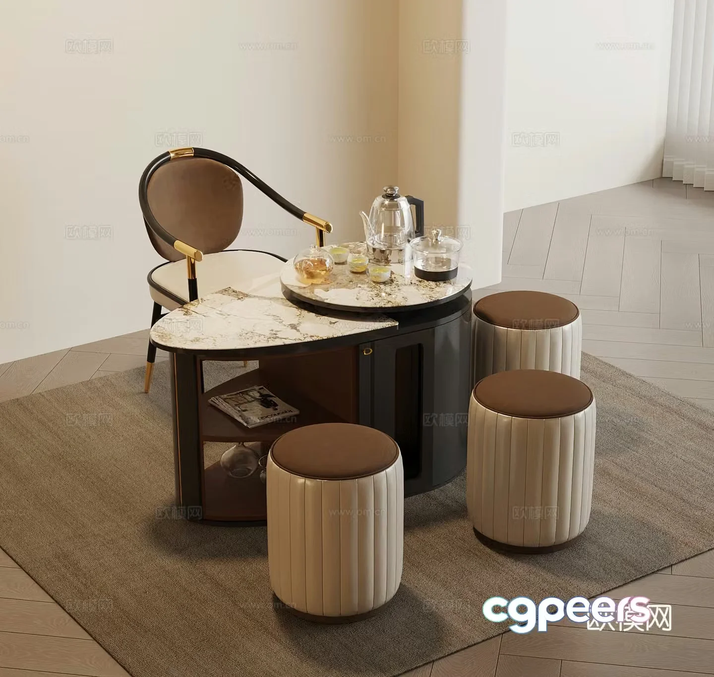 Modern small tea table tea table tea table 3d model
