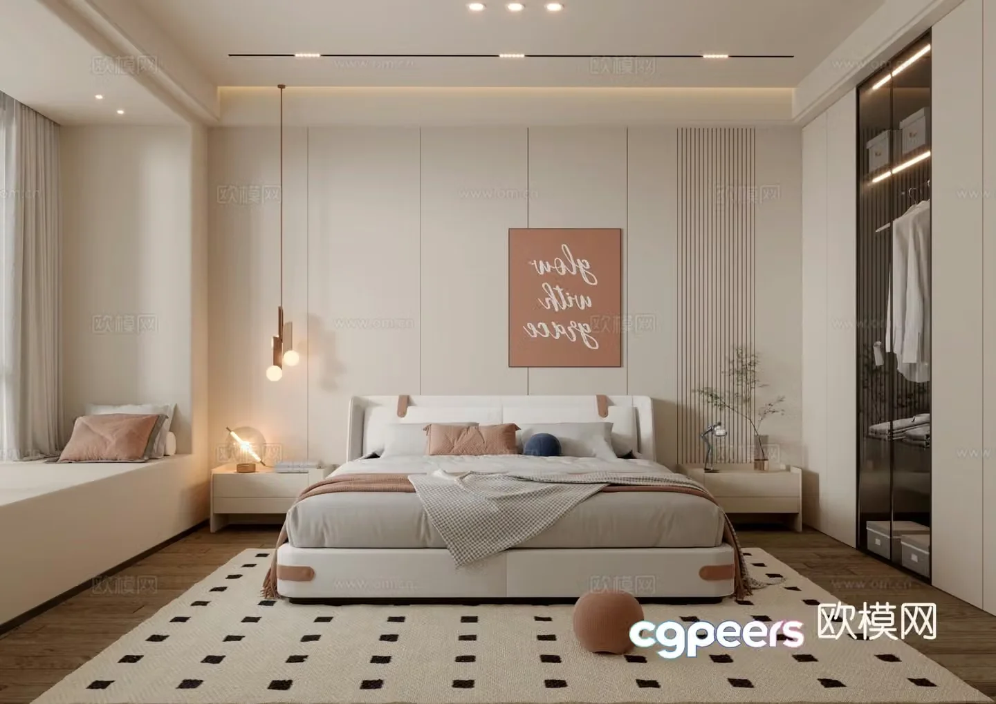 Cream style bedroom master bedroom 3d model