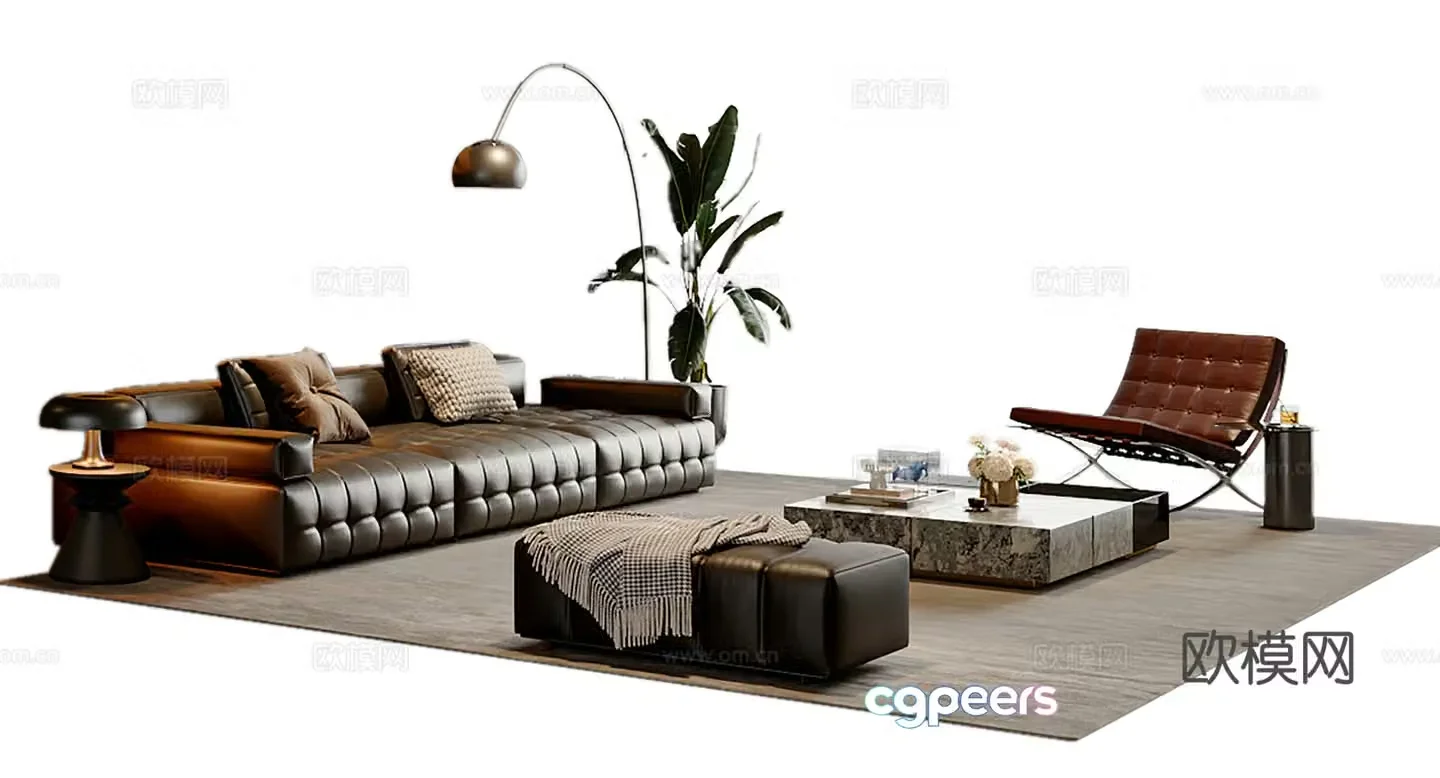 Italian sectional sofa 3d model