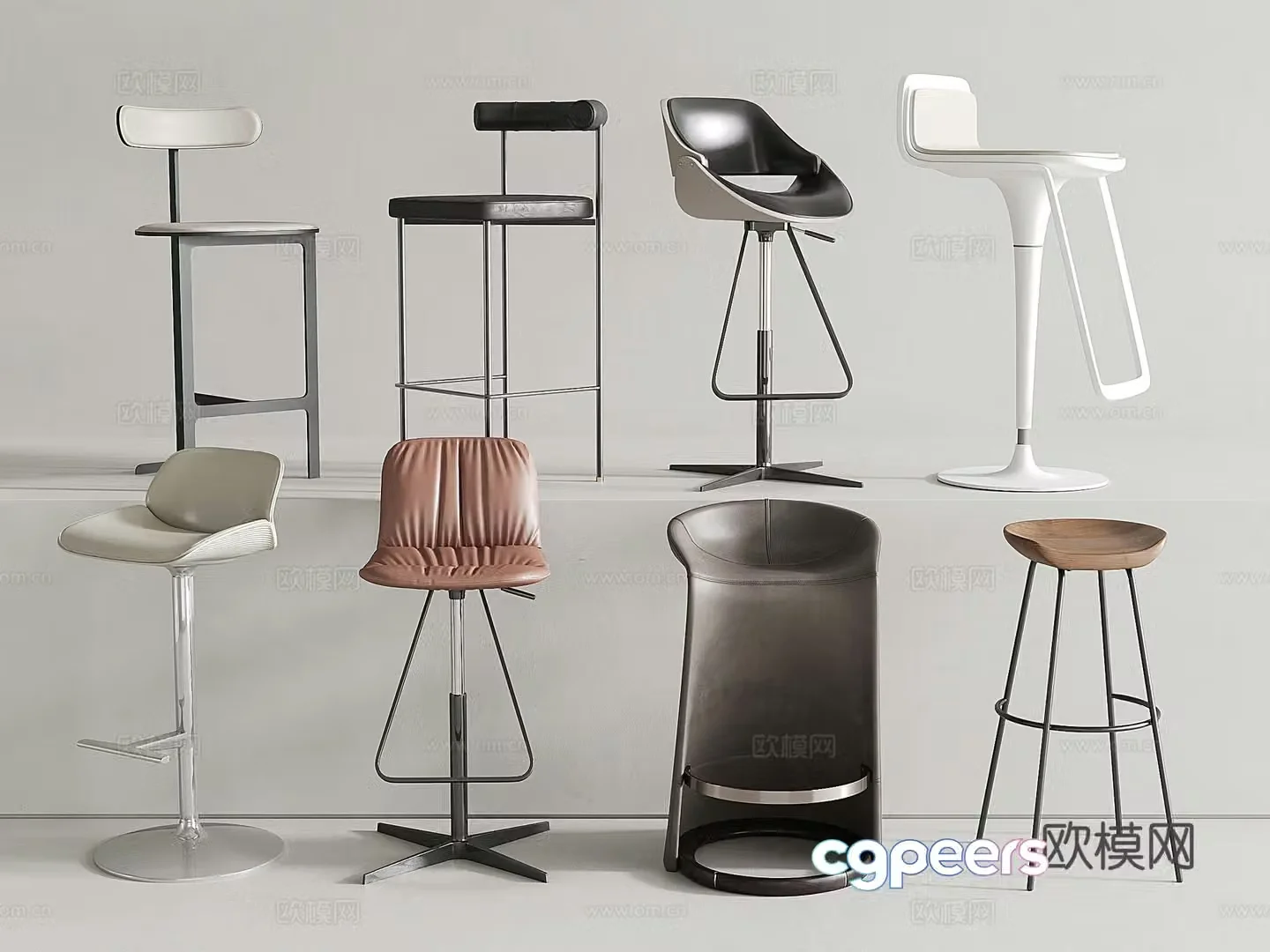 Modern bar chair Stainless steel bar chair Leather high chair Bar stool Bar stool 3d model