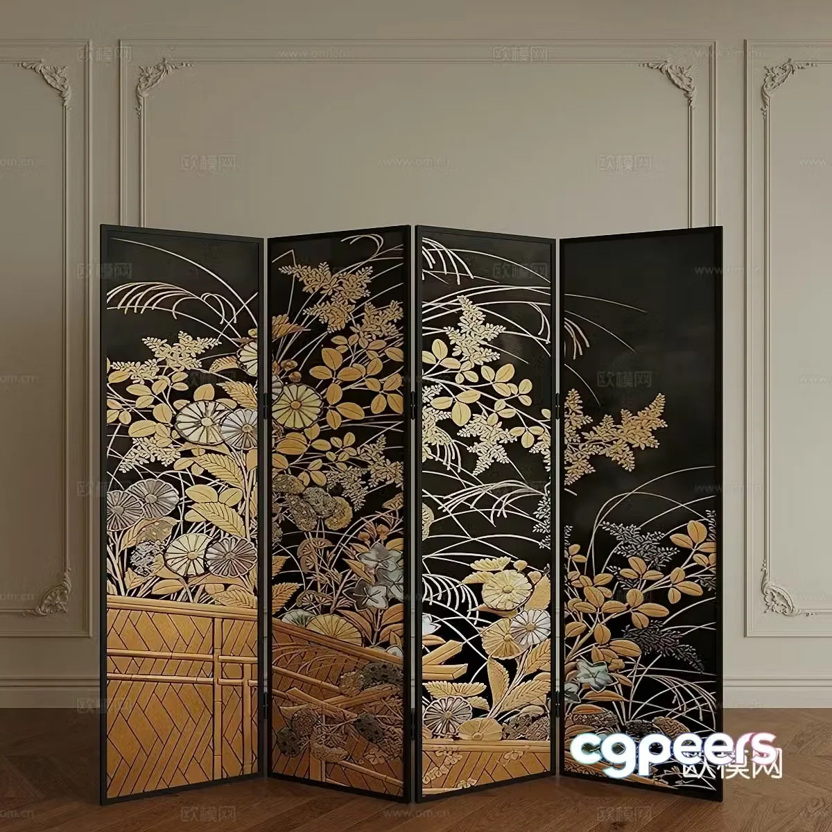 New Chinese folding screen 3D model