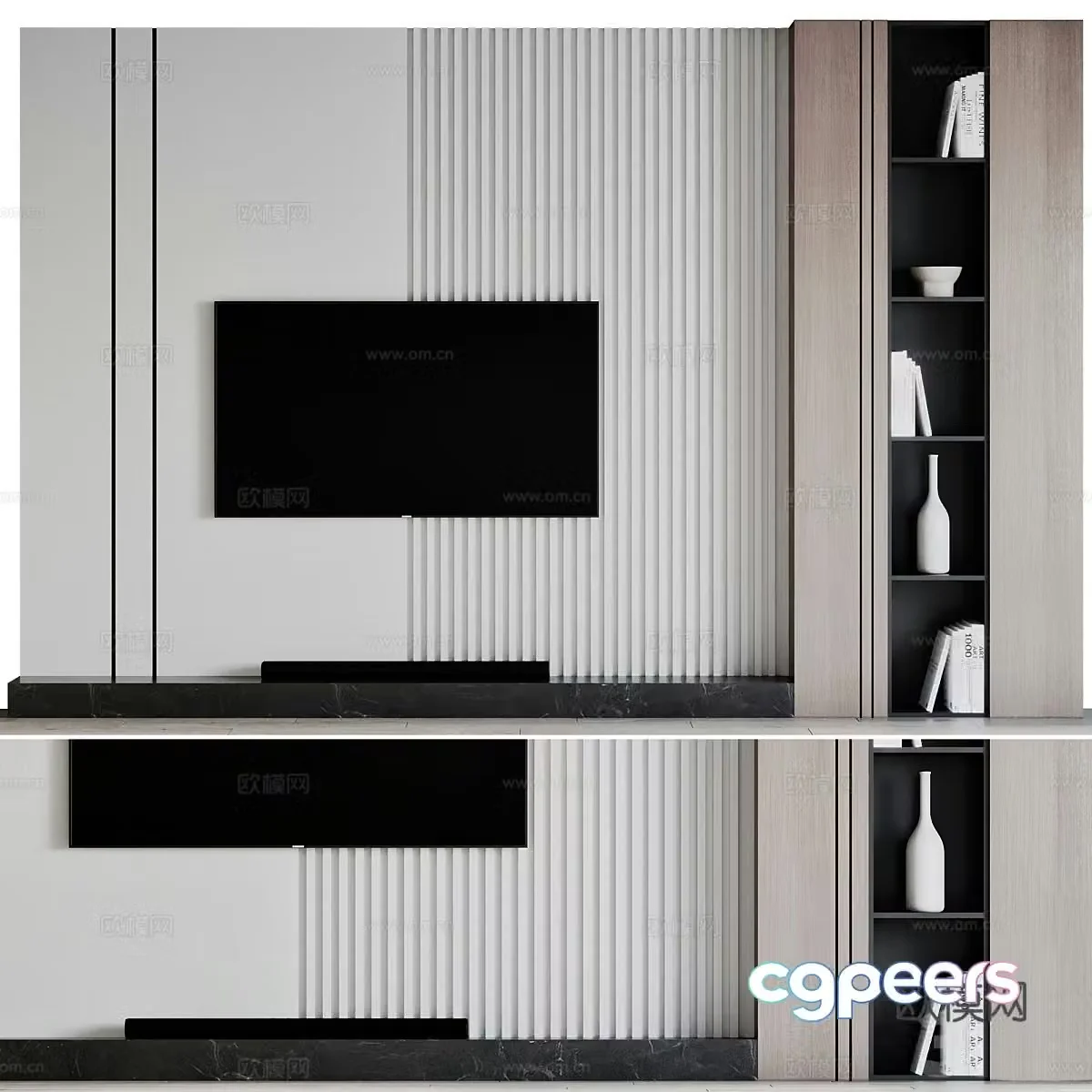 Modern minimalist TV background wall 3d model