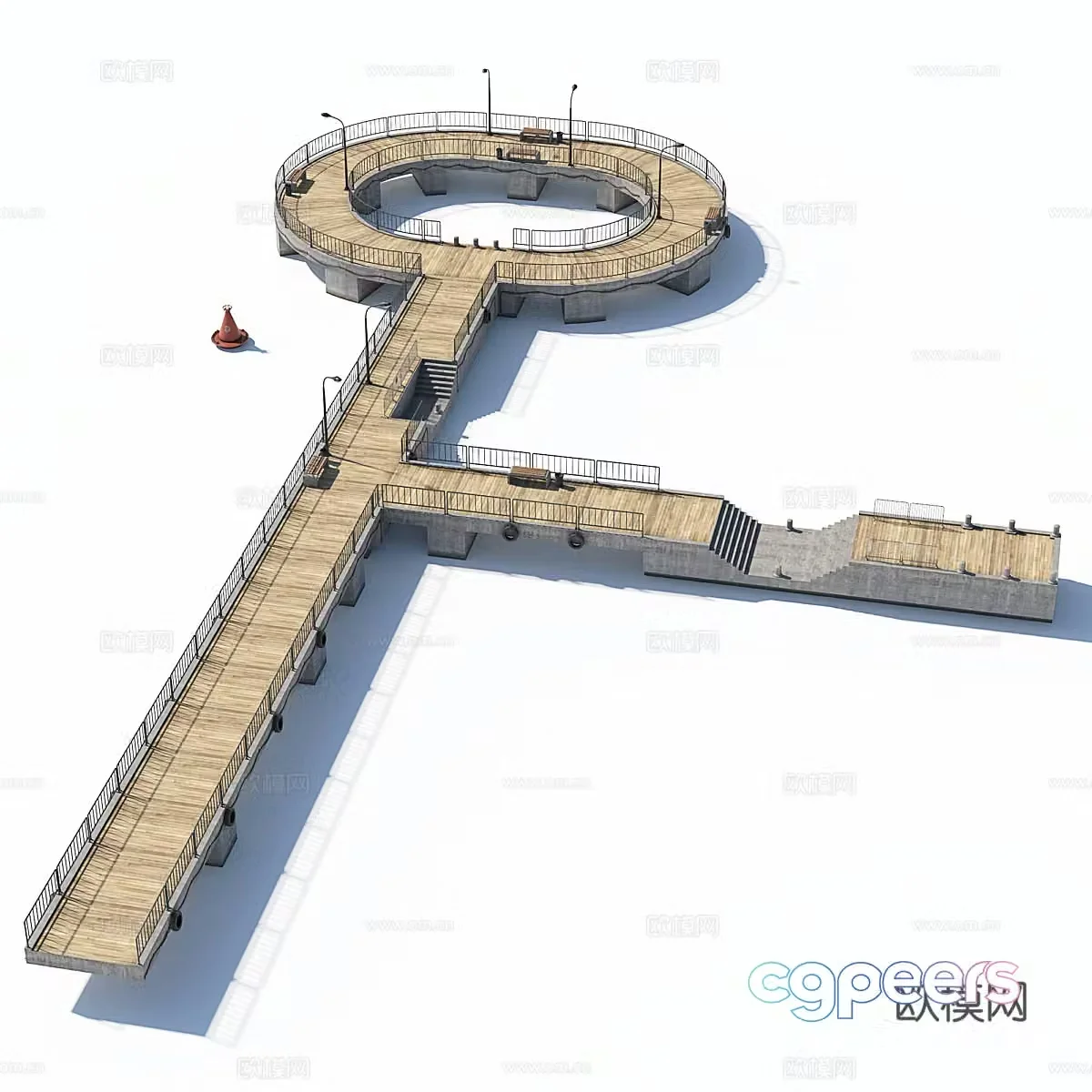 Modern modular piers Bridge 3D model
