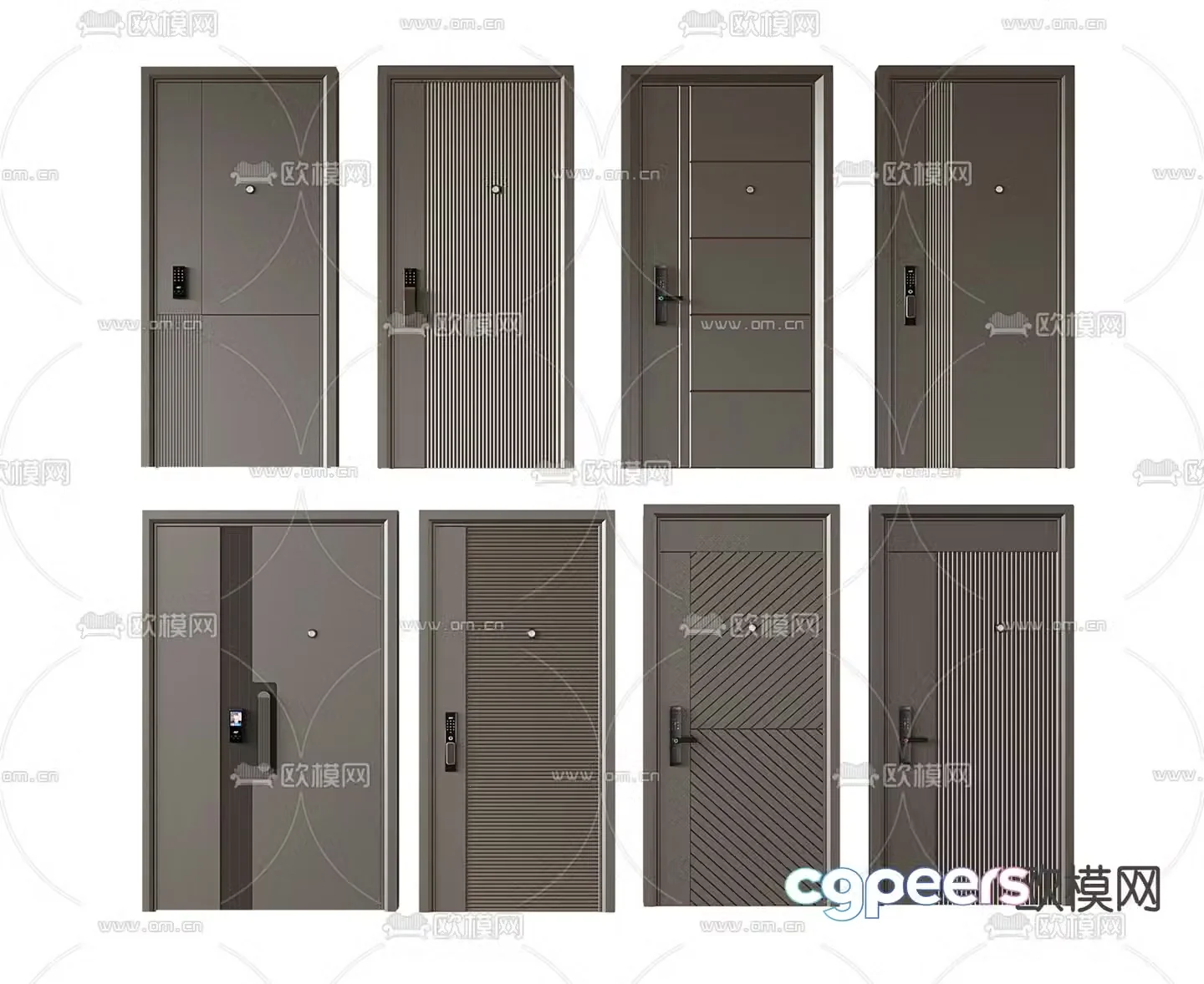 Entry door security door double door password door 3D model