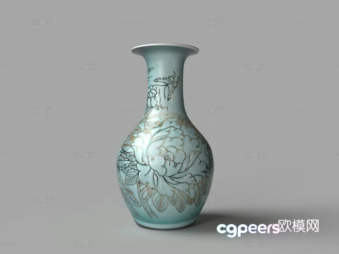 Chinese blue and white porcelain waist vase vase 3D model