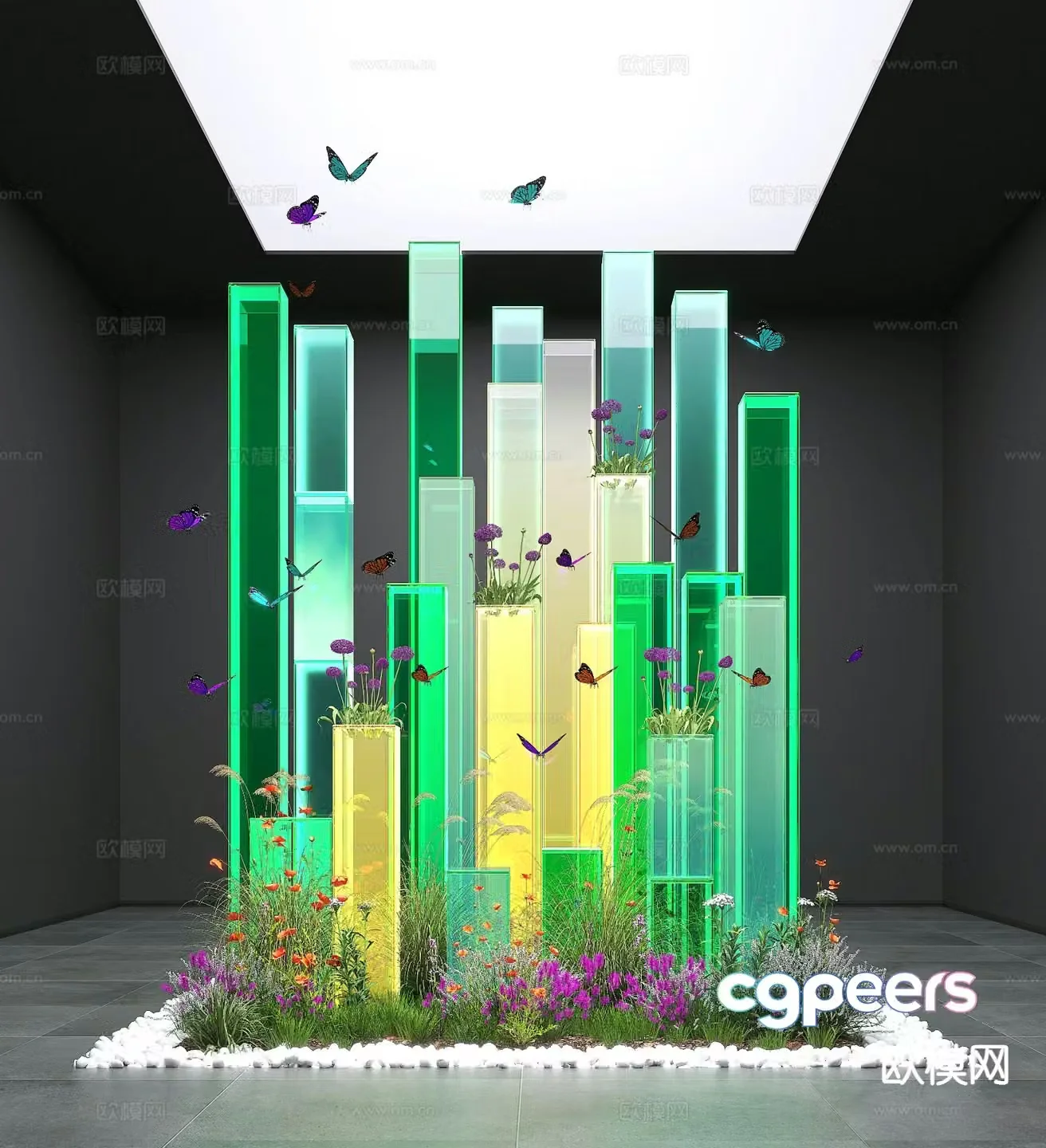 Modern interior sketches landscaping acrylic sketches 3D model