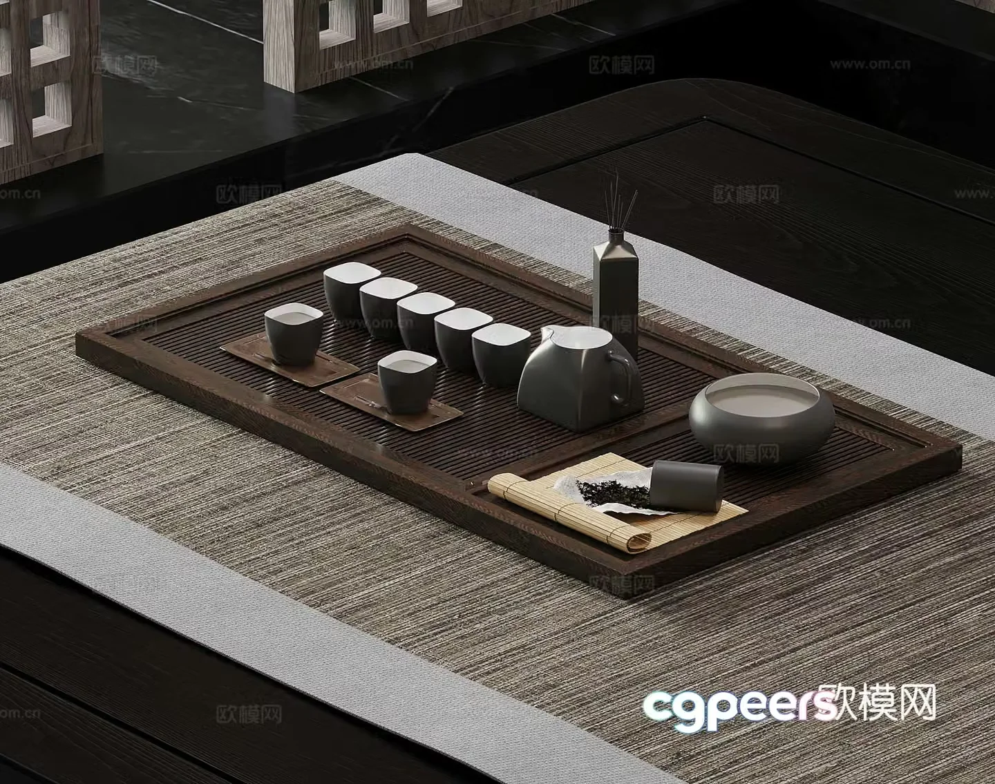 New Chinese style tea set tea cup teapot 3d model