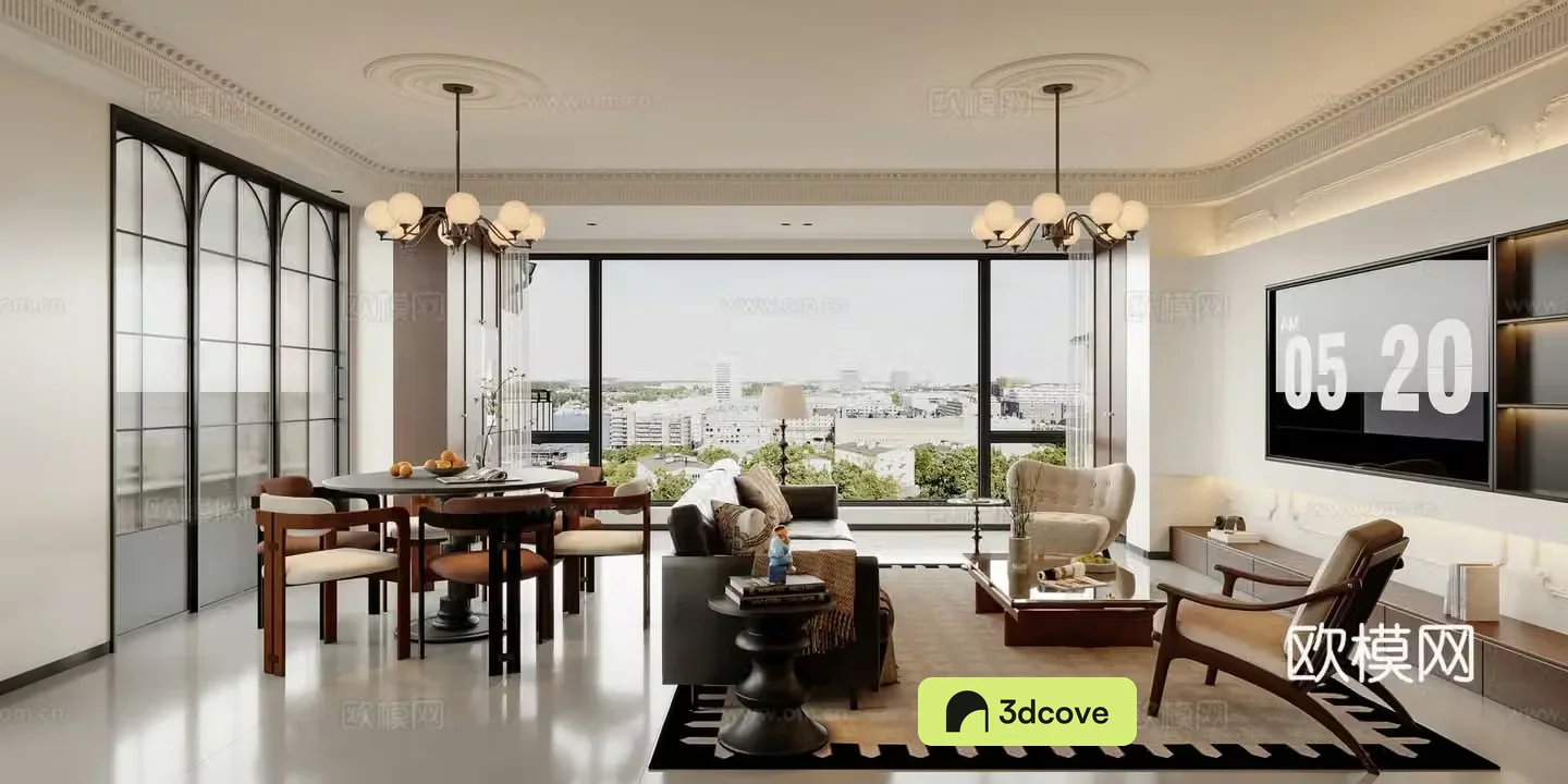 Modern living and dining room