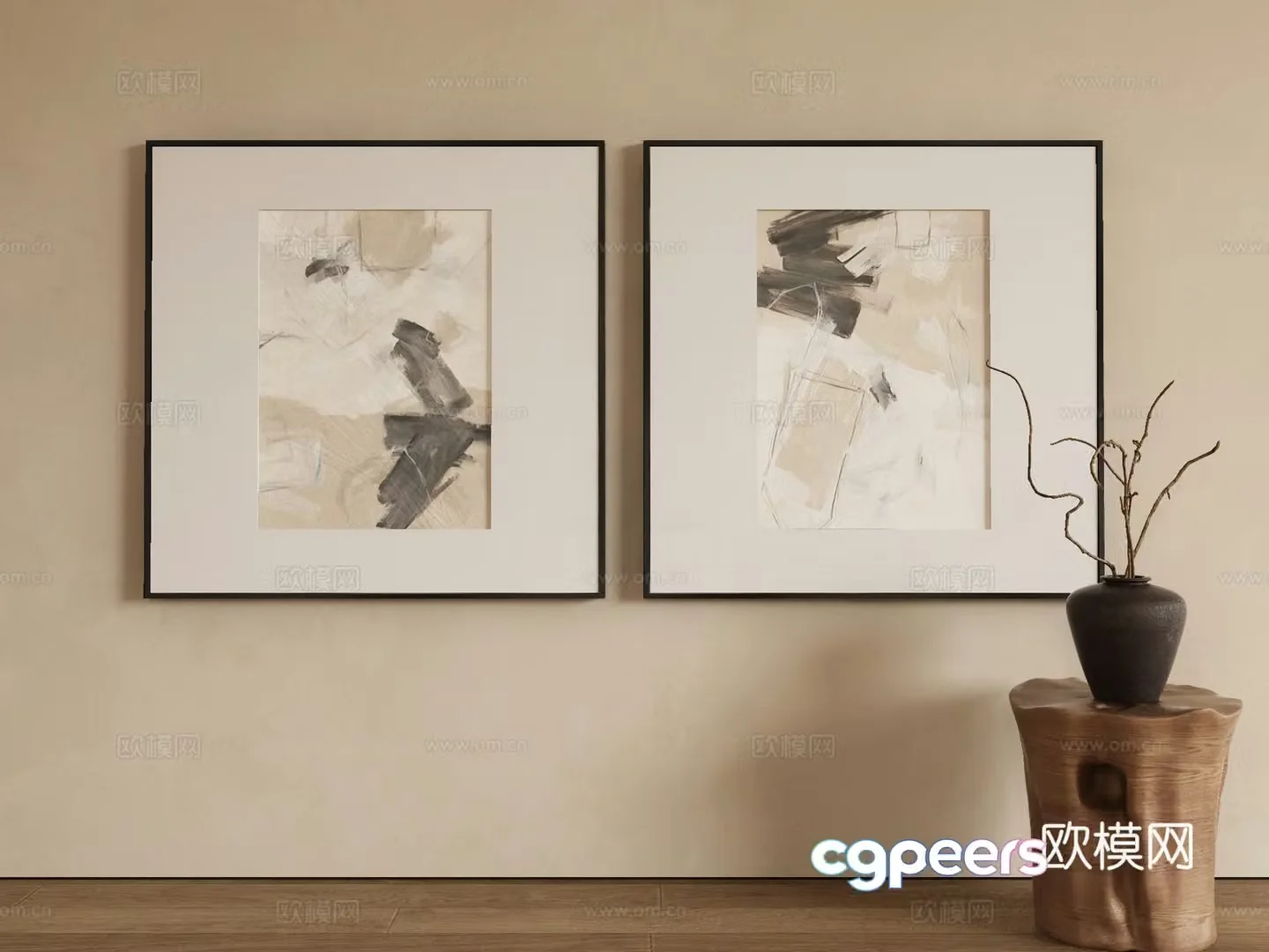 Modern texture painting decorative painting 3d model