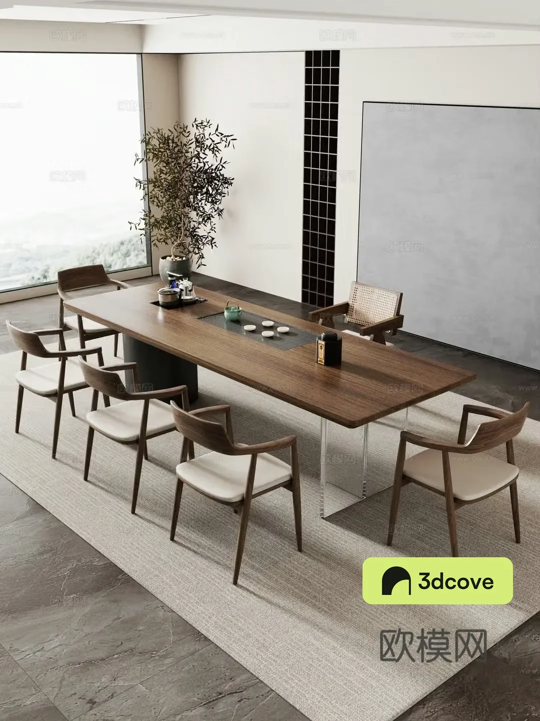 Creamy large plate table tea table and chair combination tea table tea room tea table balcony tea table