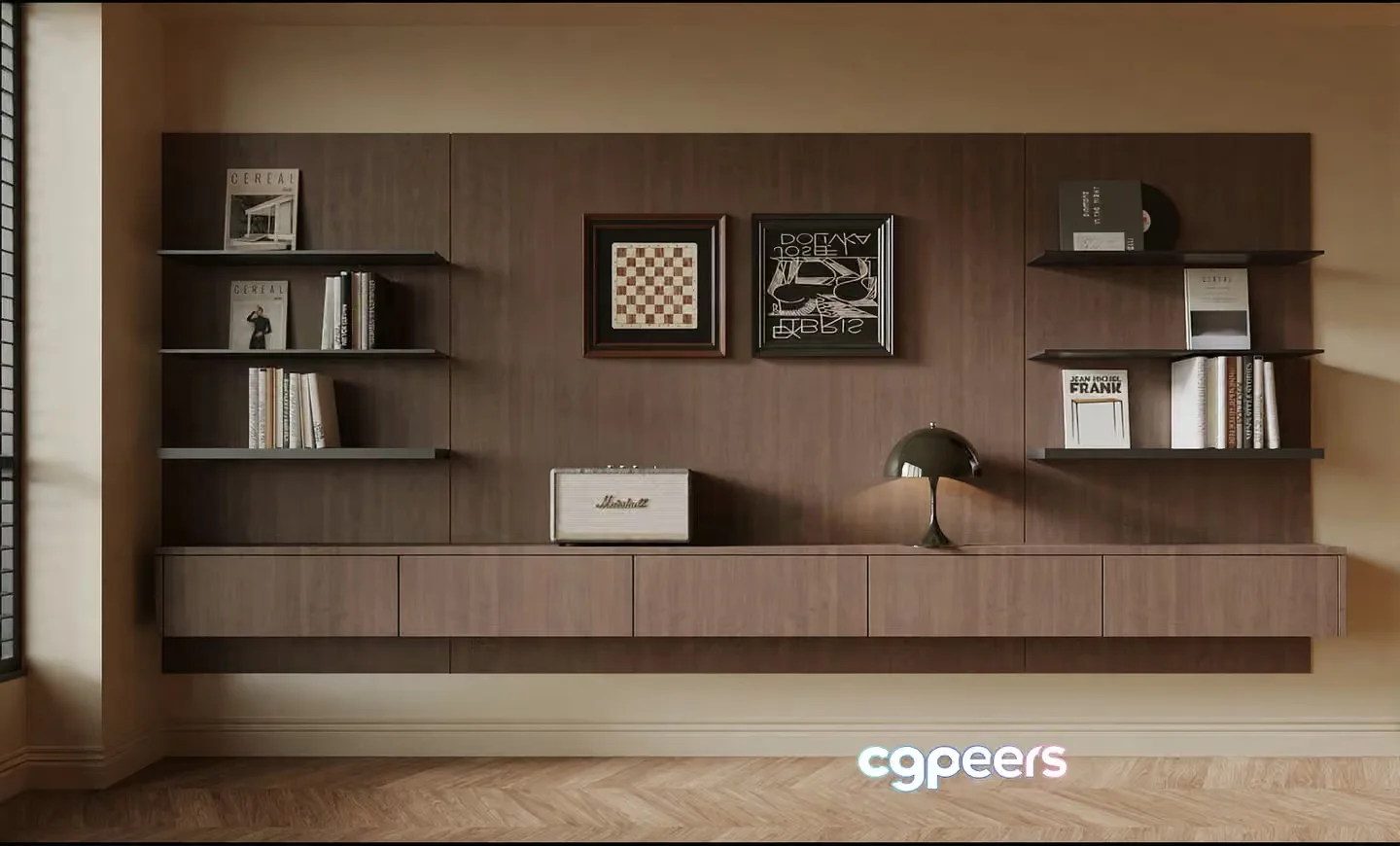 Modern Wooden Shelving 3D Model – 4049 – VRAY Render