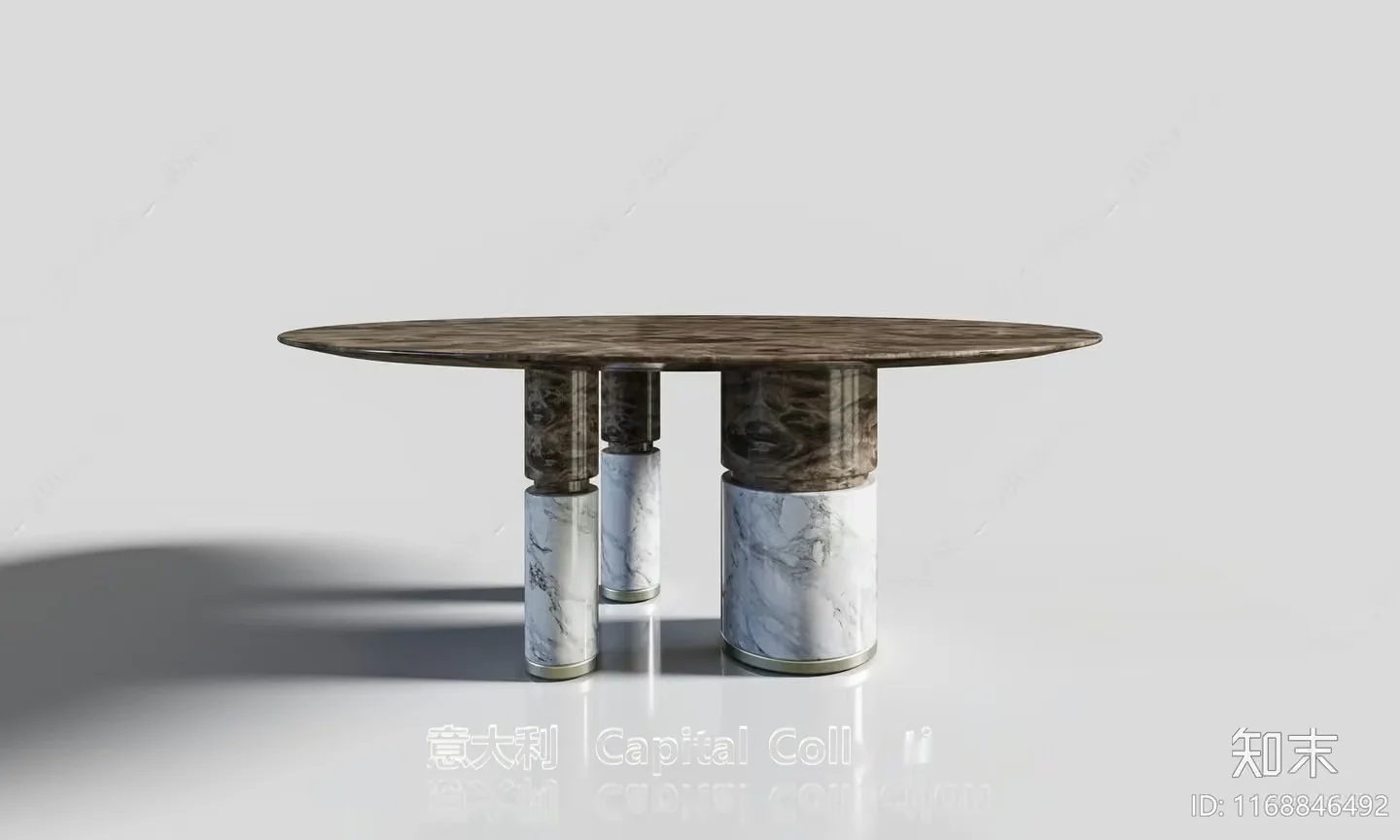 A Marble Table With A Dark Wood Top 3D Model – 19484 – VRAY Render
