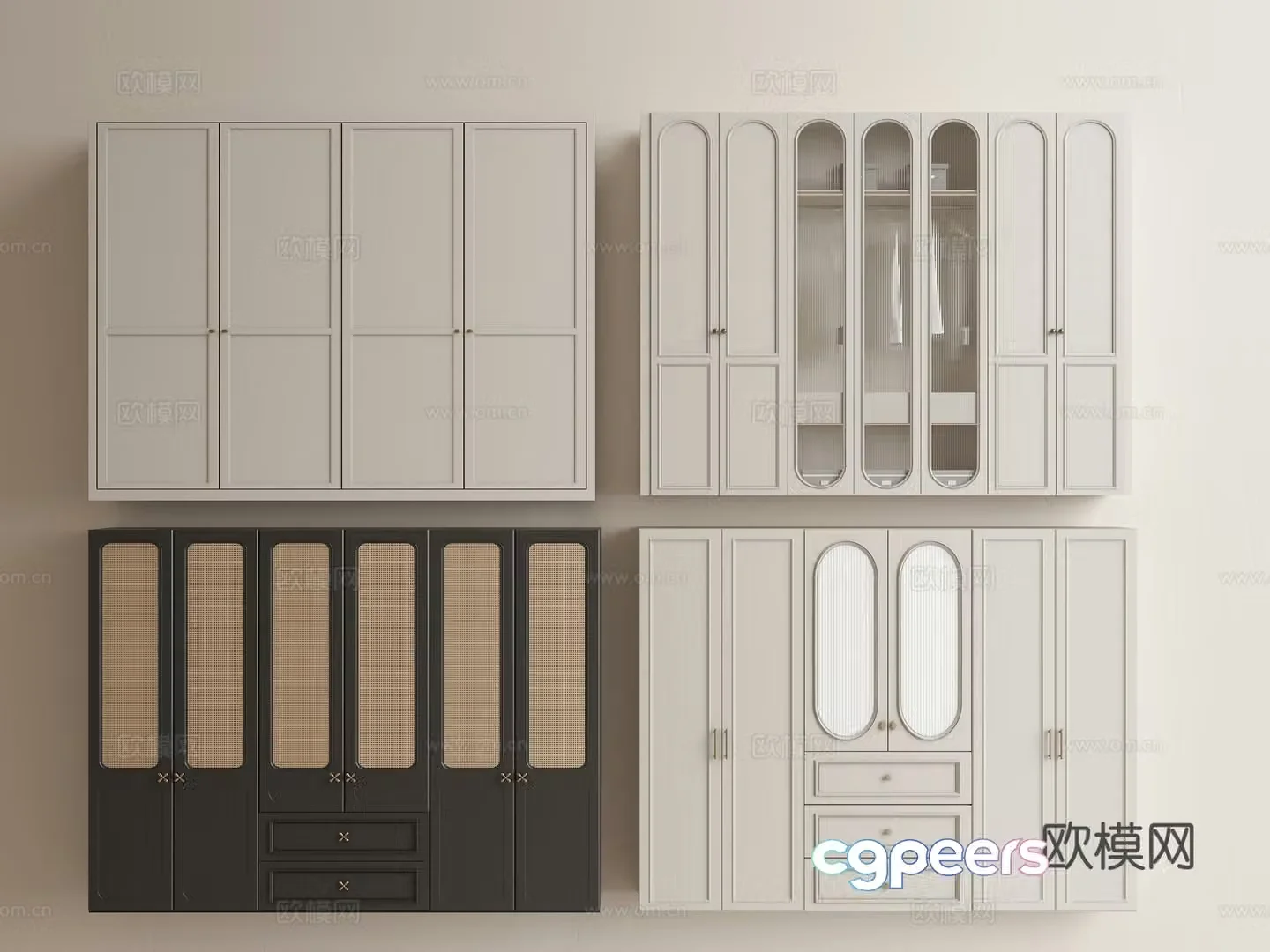 Modern French wardrobe French retro wardrobe Finished wardrobe 3d model