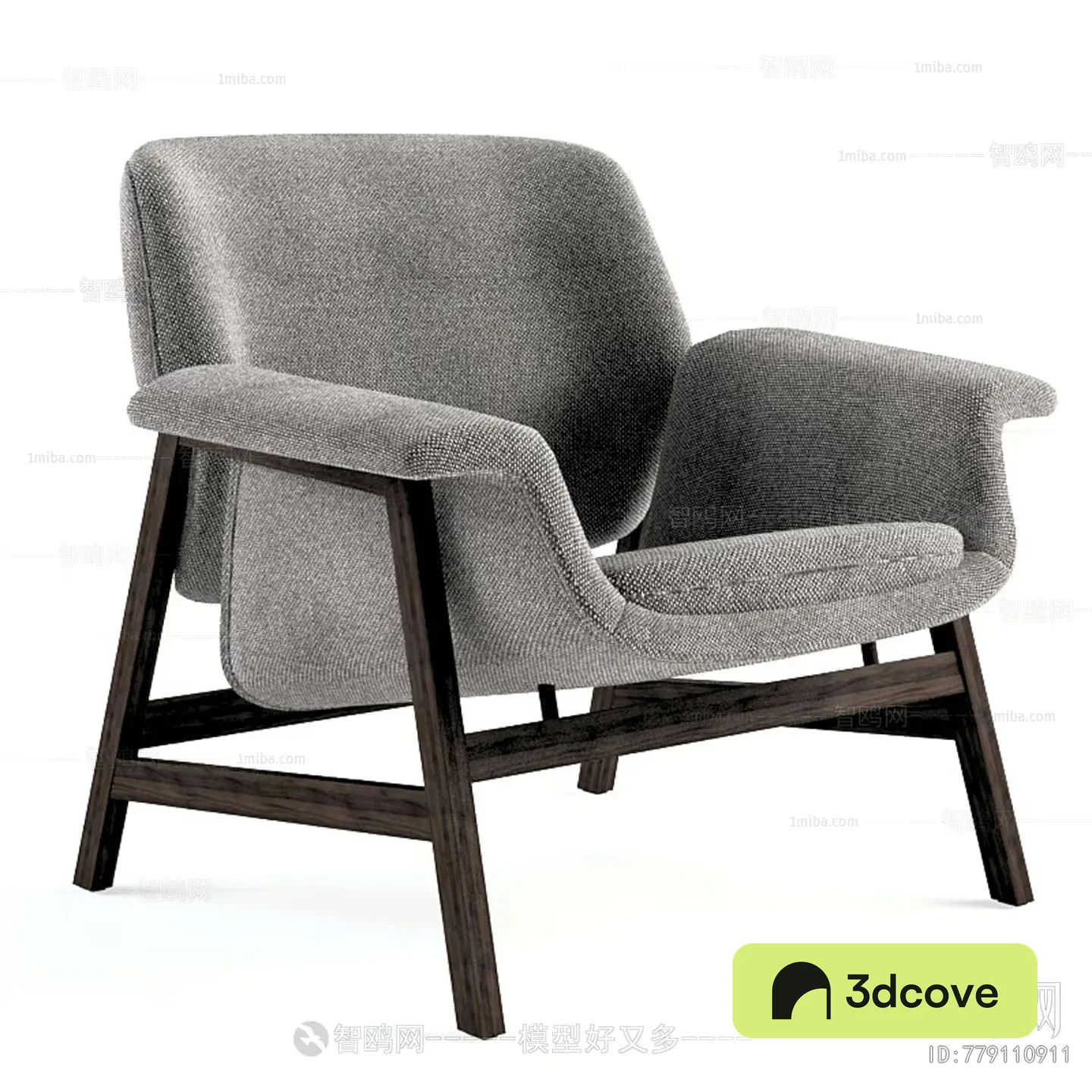 A Gray Chair With Wooden Legs