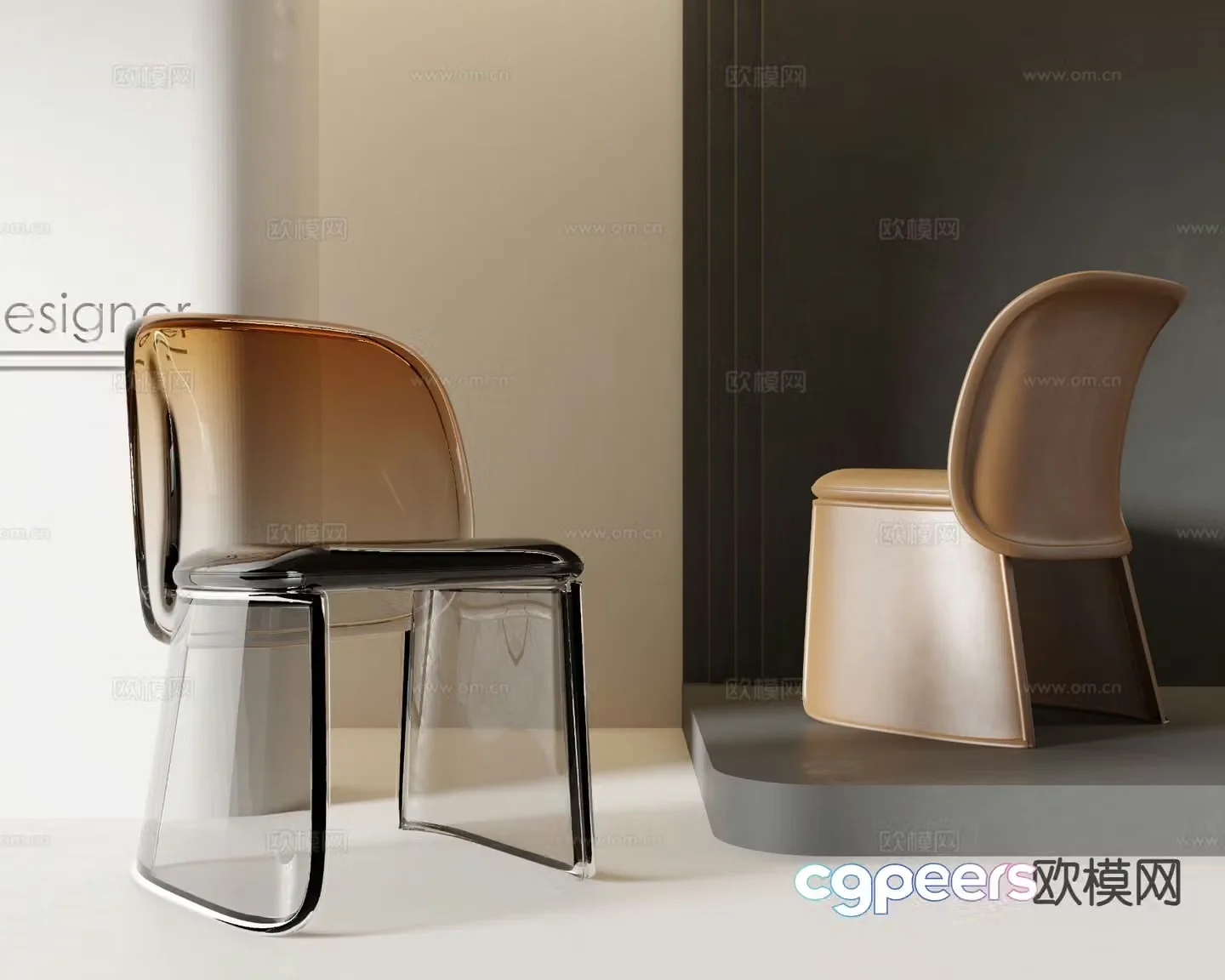 Italian chair acrylic chair single chair dining chair 3d model