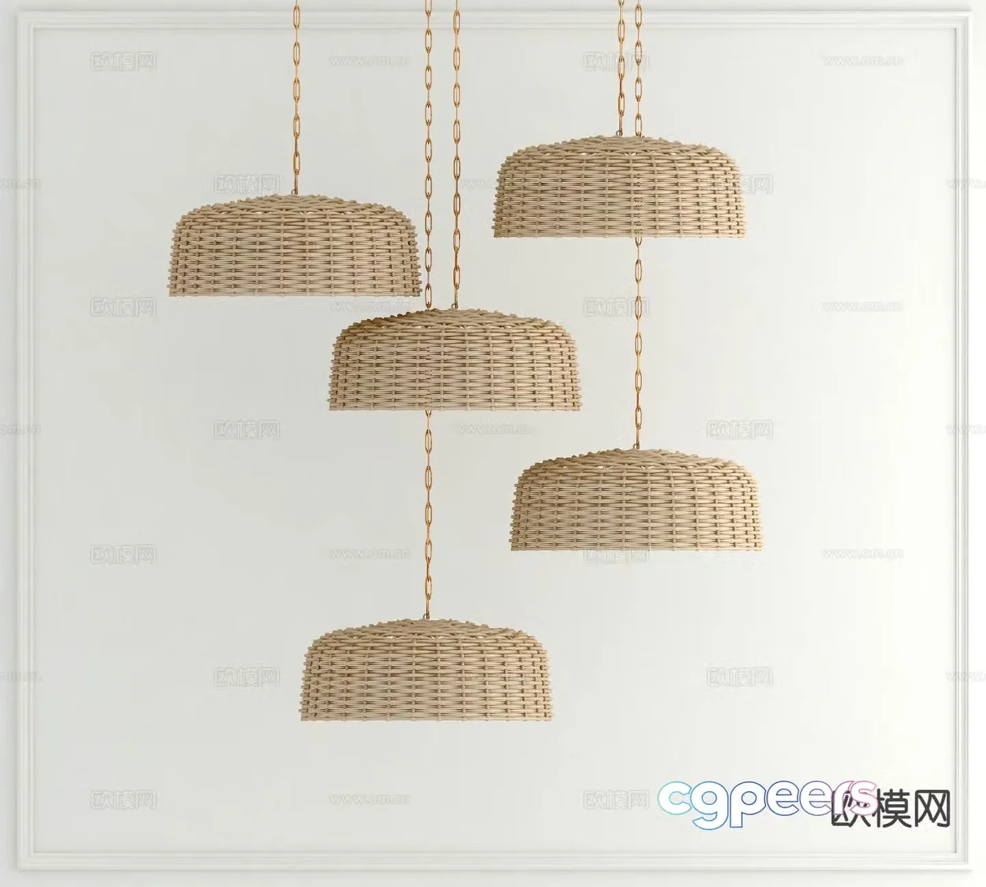 Wabi-sabi chandelier bamboo chandelier 3d model