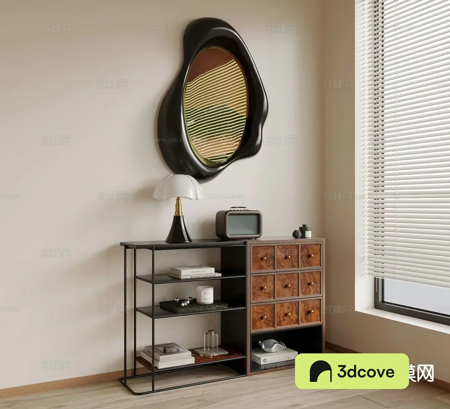 Medieval style side cabinet storage rack entrance cabinet