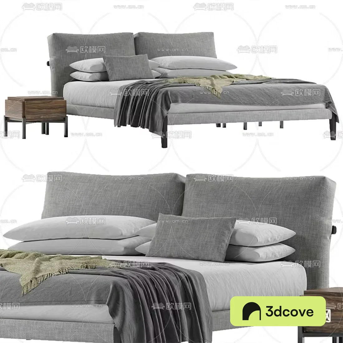 Bonaldo modern gray fabric double bed